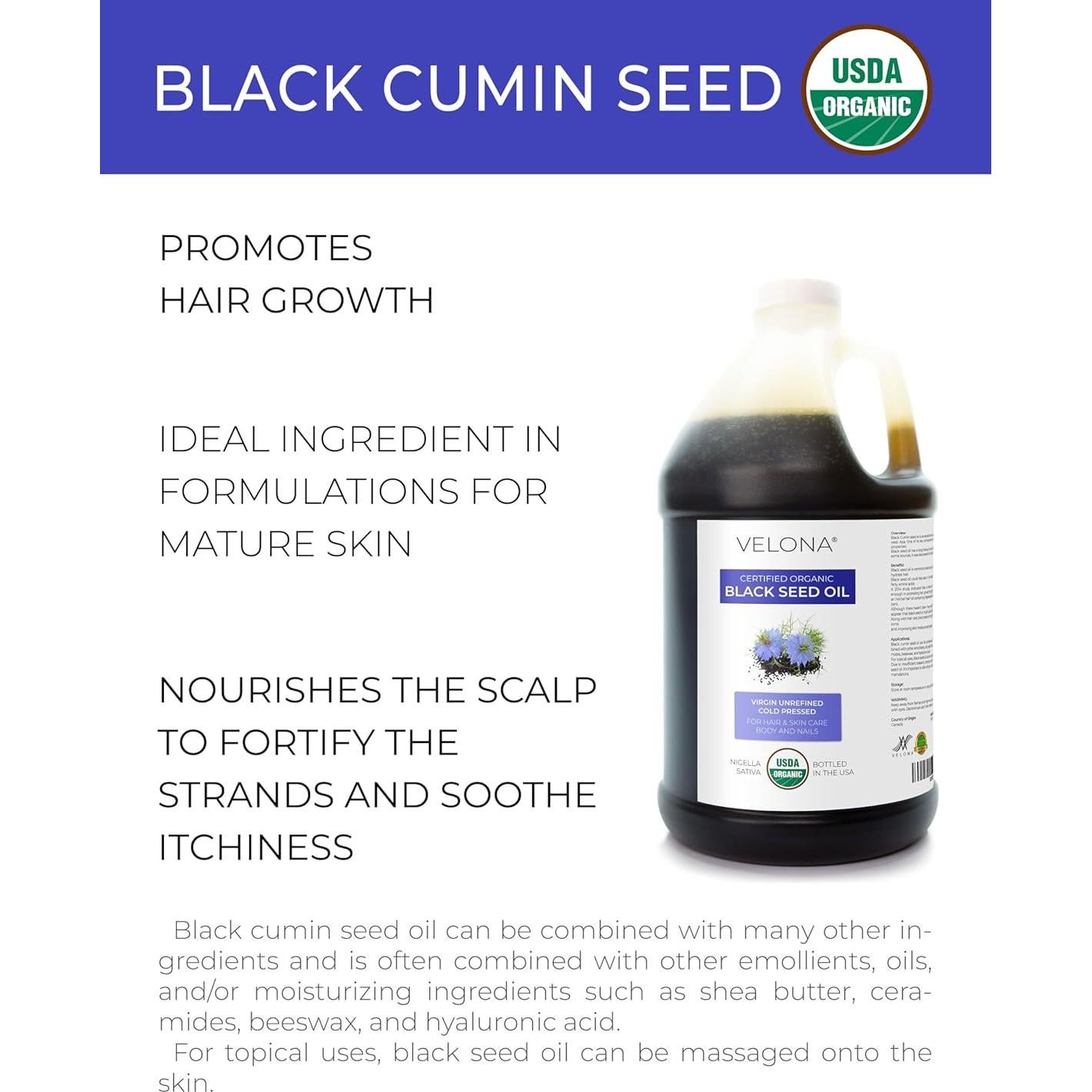 Aceite de Semilla Negra Orgánico Velona 1.89 L - 100% Puro