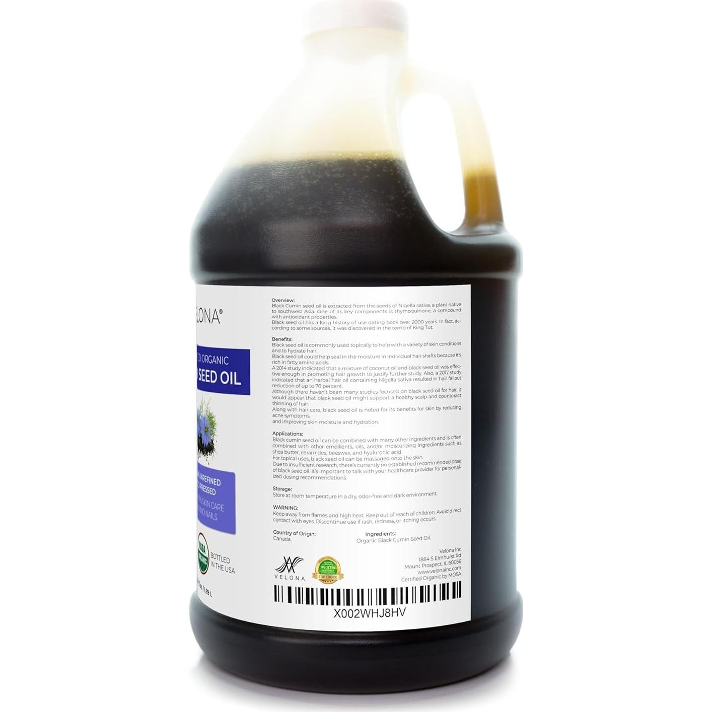 Aceite de Semilla Negra Orgánico Velona 1.89 L - 100% Puro
