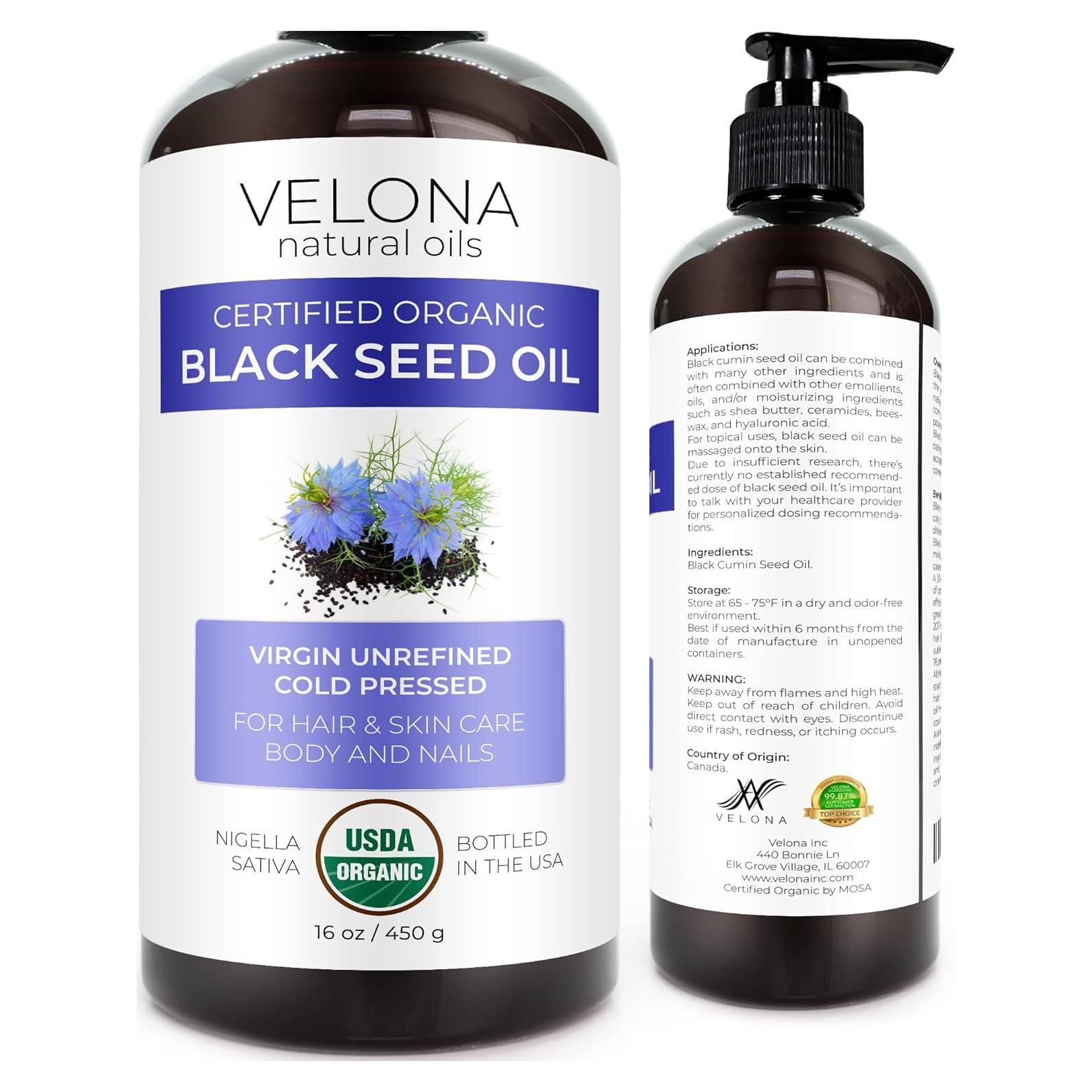 Aceite de Semilla Negra Orgánico Velona 453.6 g - 100% Puro