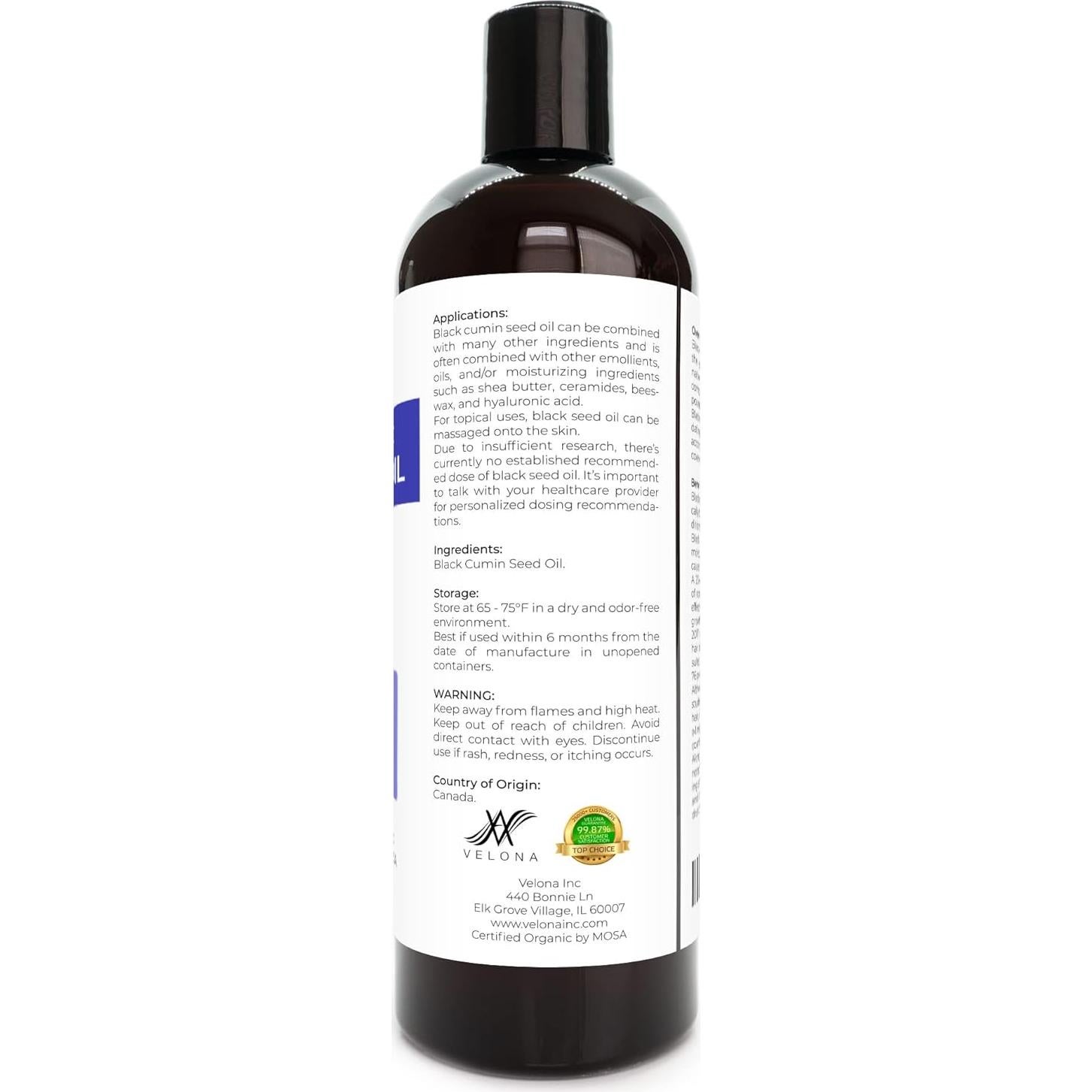 Aceite de Semilla Negra Orgánico Velona 453.6 g - 100% Puro
