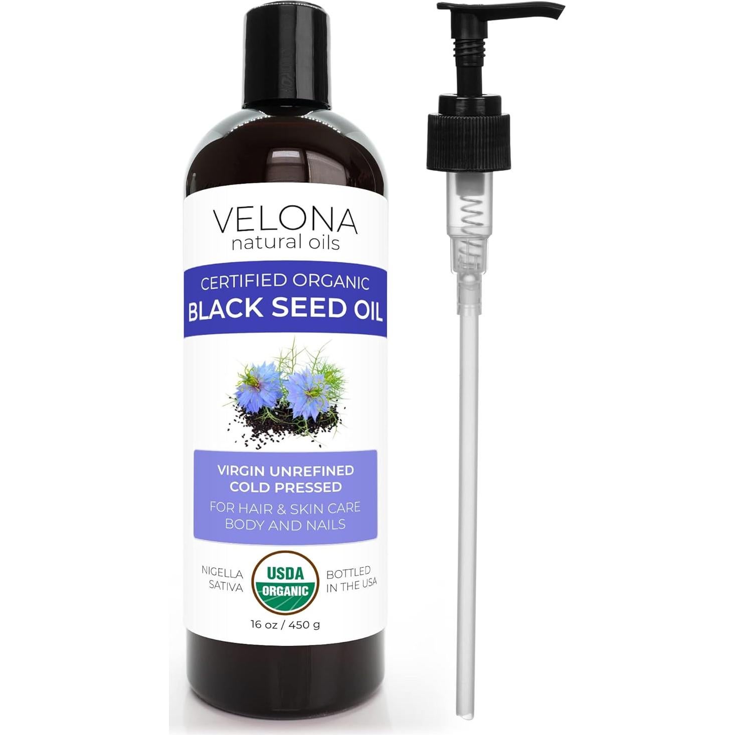 Aceite de Semilla Negra Orgánico Velona 453.6 g - 100% Puro