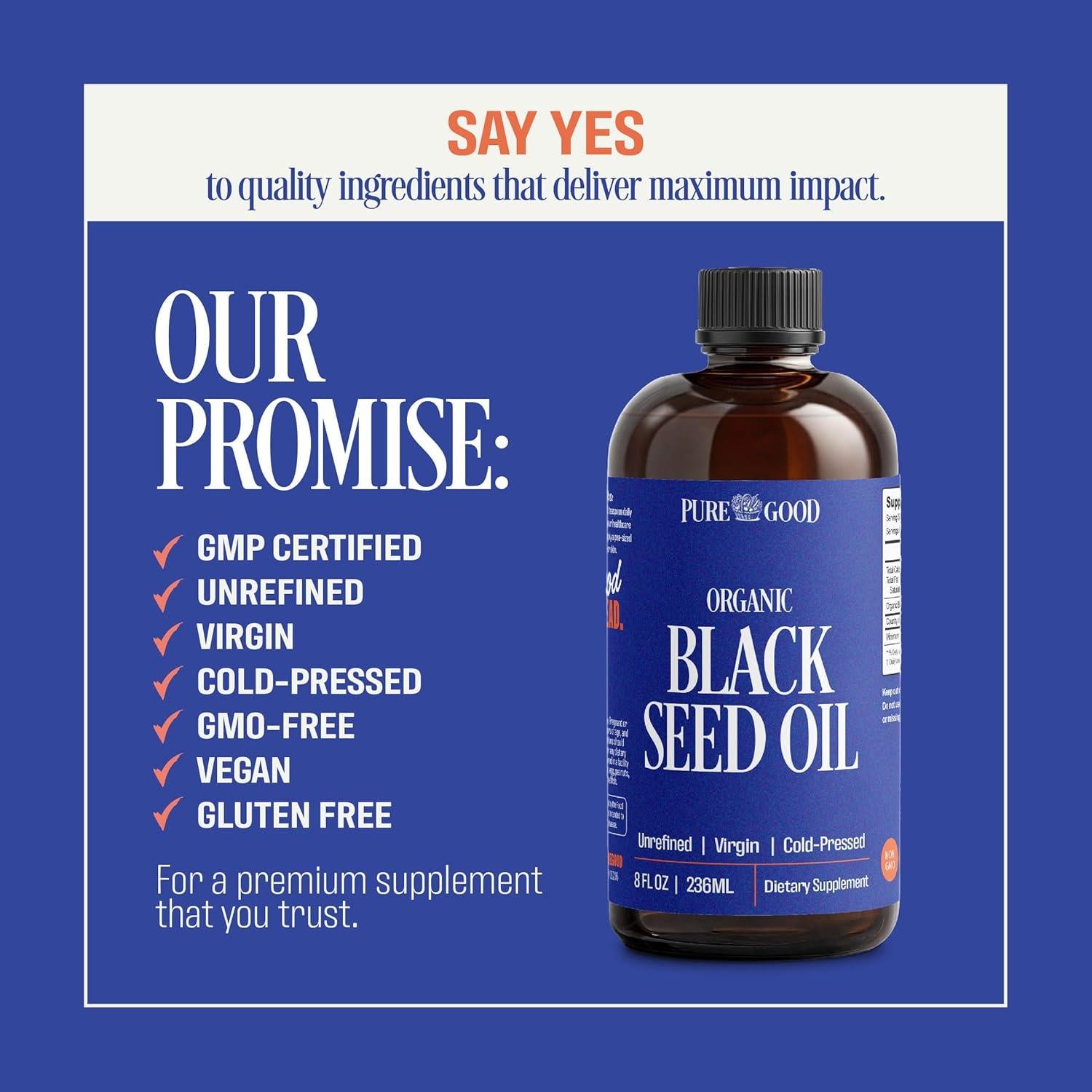 Aceite de Semilla Negra Orgánico PureGood 236.6ml - Antioxidante