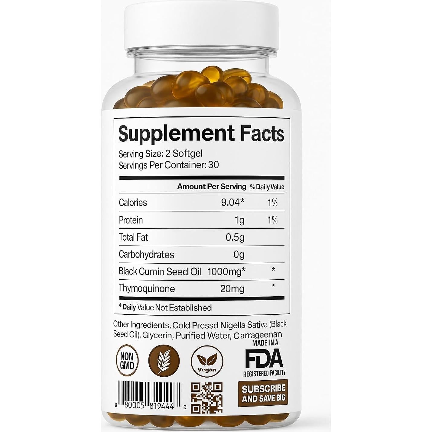 Cápsulas de Aceite de Semilla Negra Organics Nature 1000mg