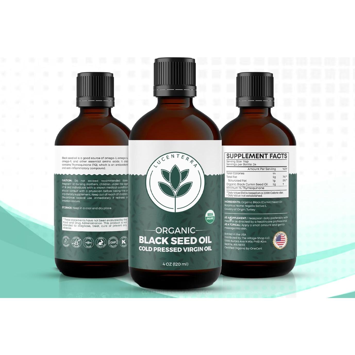 Aceite de Semilla Negra Orgánico 118ml Lucenterra - Antioxidante Puro