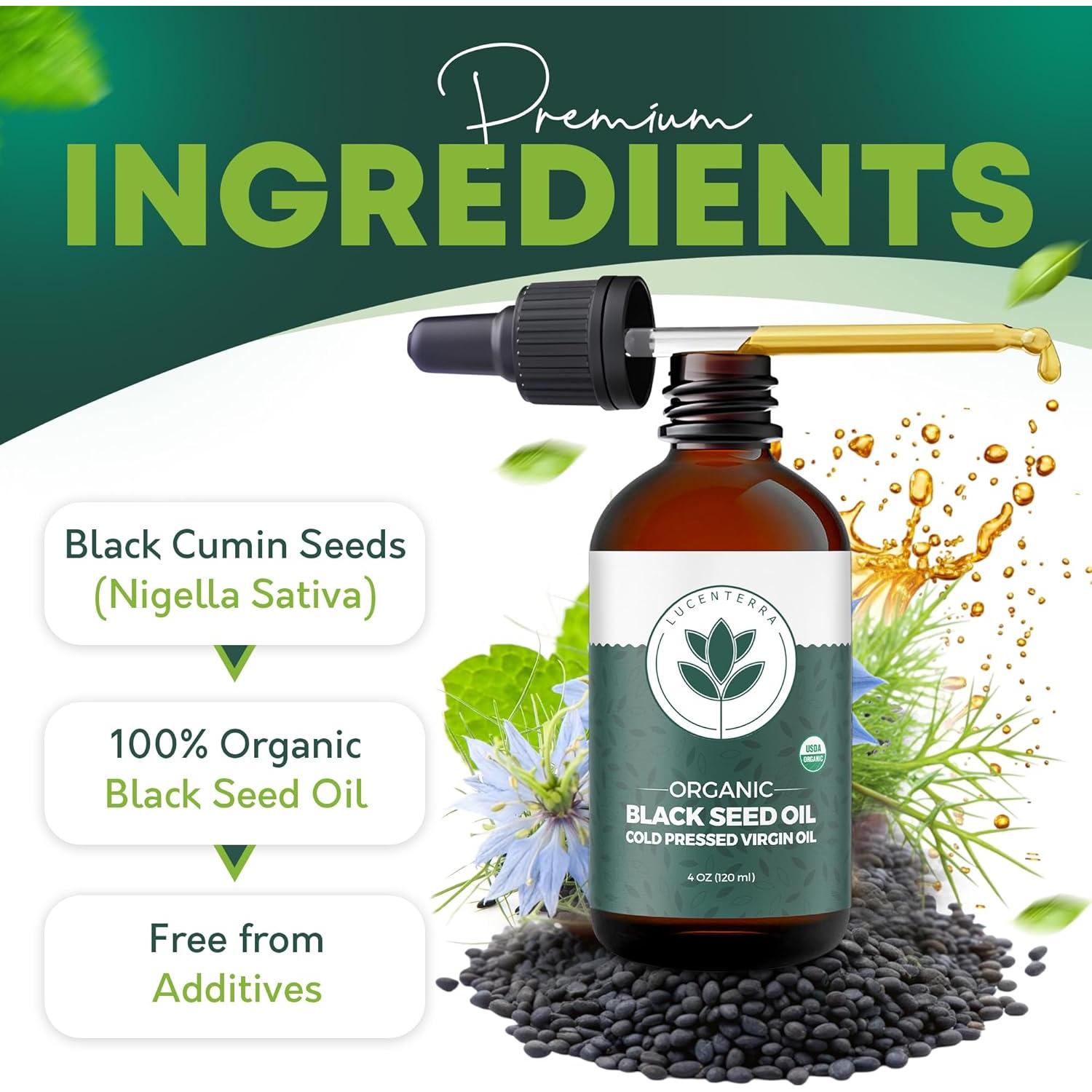 Aceite de Semilla Negra Orgánico 118ml Lucenterra - Antioxidante Puro