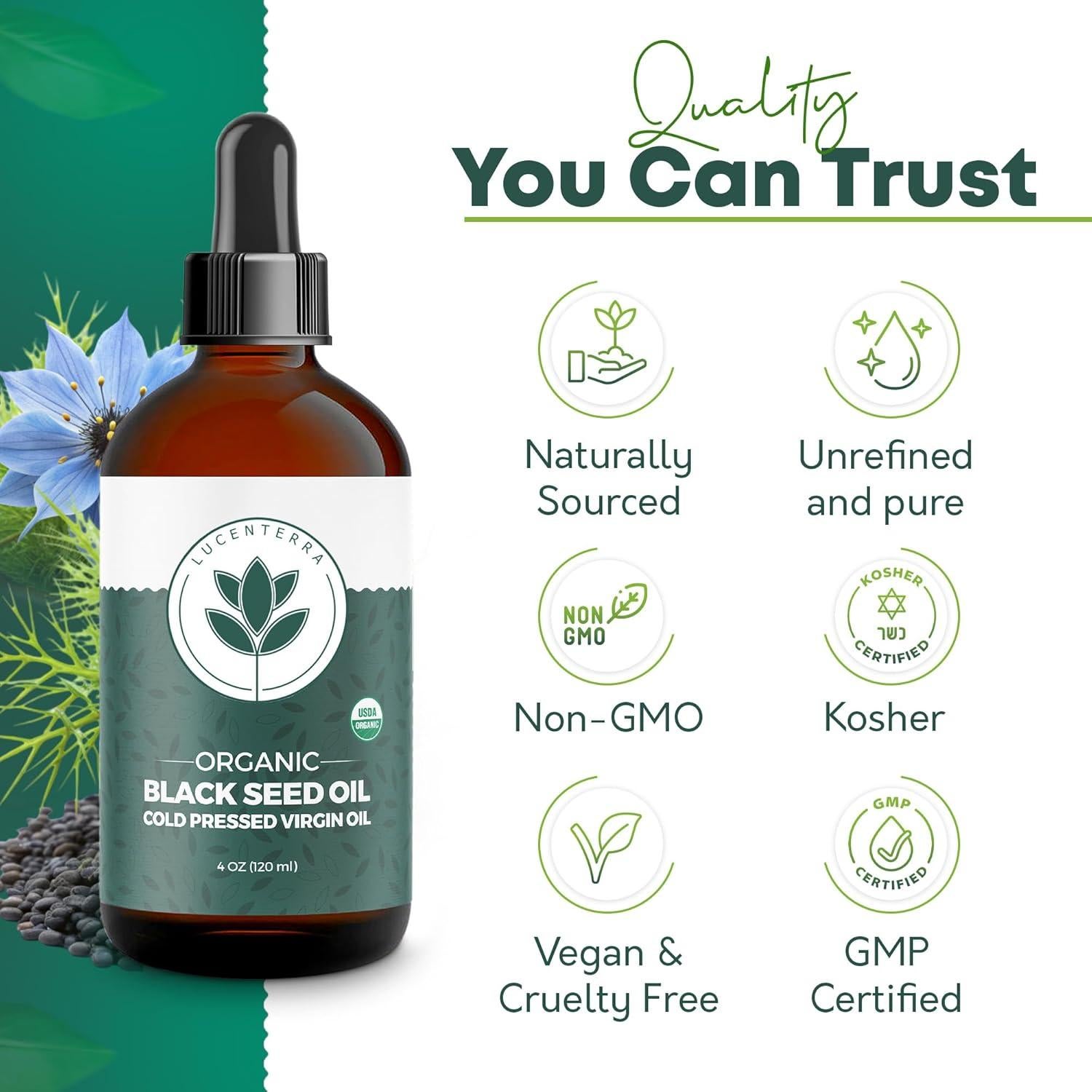 Aceite de Semilla Negra Orgánico 118ml Lucenterra - Antioxidante Puro