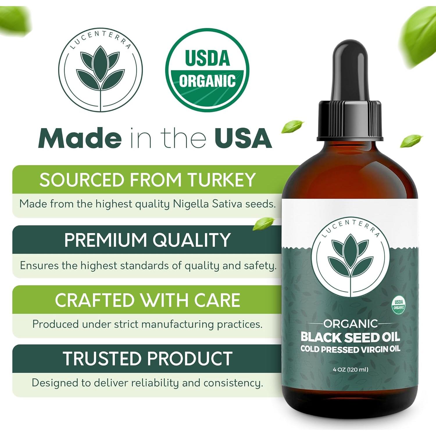 Aceite de Semilla Negra Orgánico 118ml Lucenterra - Antioxidante Puro