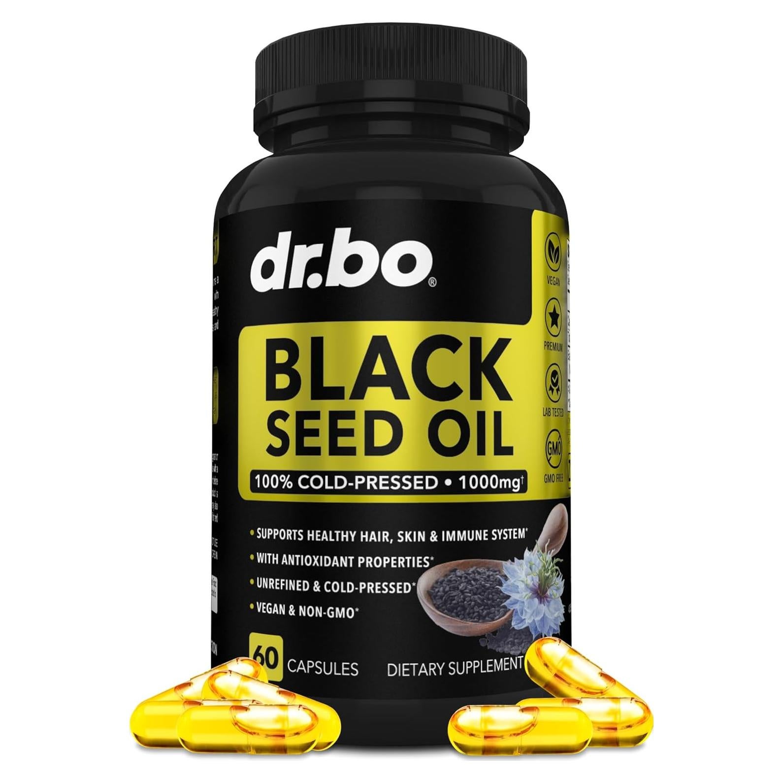 Cápsulas de Aceite de Semilla Negra Dr. Bo 1000mg Veganas - 60 Unidades