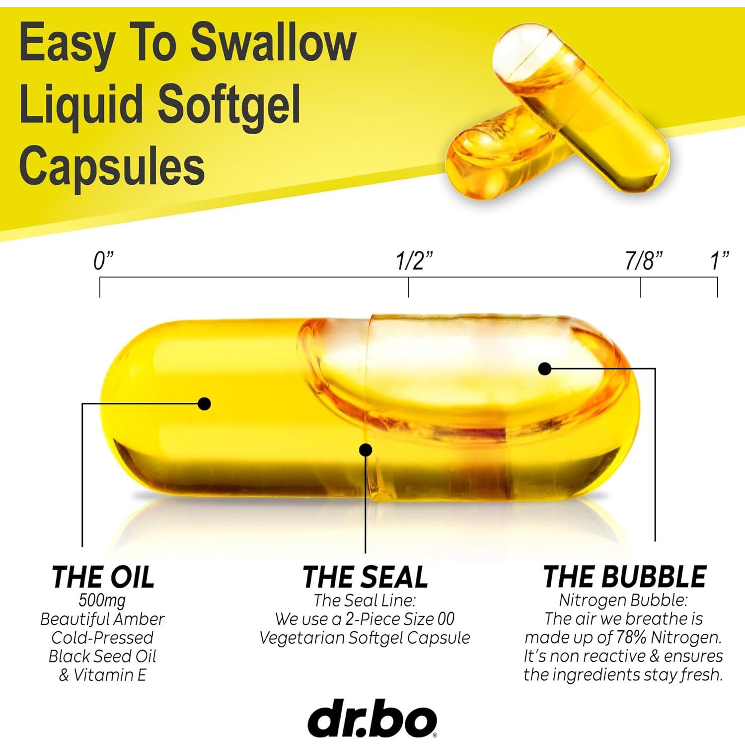 Cápsulas de Aceite de Semilla Negra Dr. Bo 1000mg Veganas - 60 Unidades