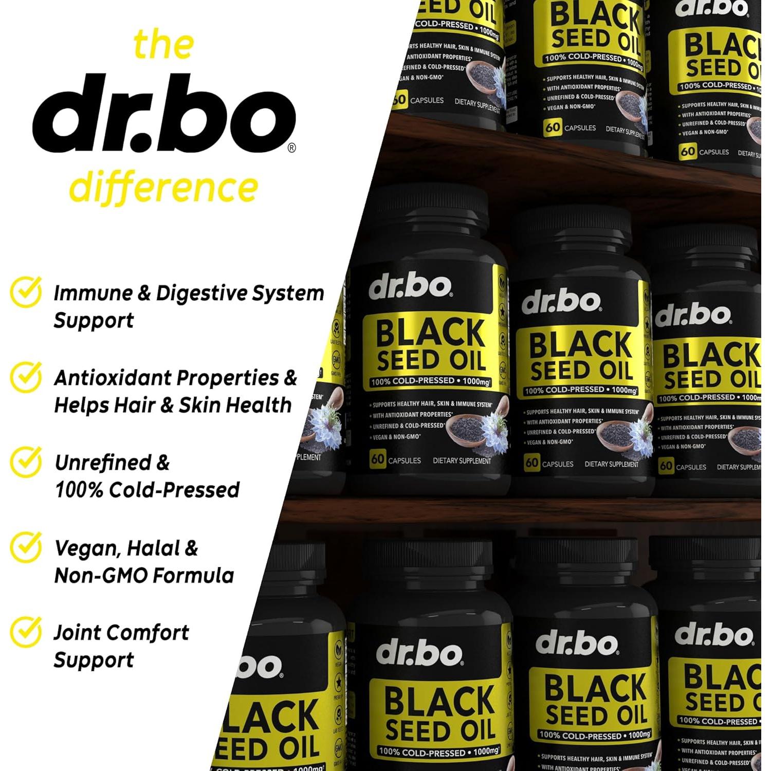 Cápsulas de Aceite de Semilla Negra Dr. Bo 1000mg Veganas - 60 Unidades