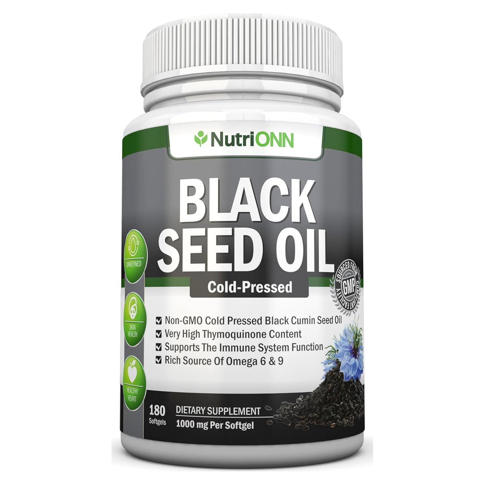 Aceite de Semilla Negra NutriONN 1000 Mg 180 Cápsulas Omega 6 y 9