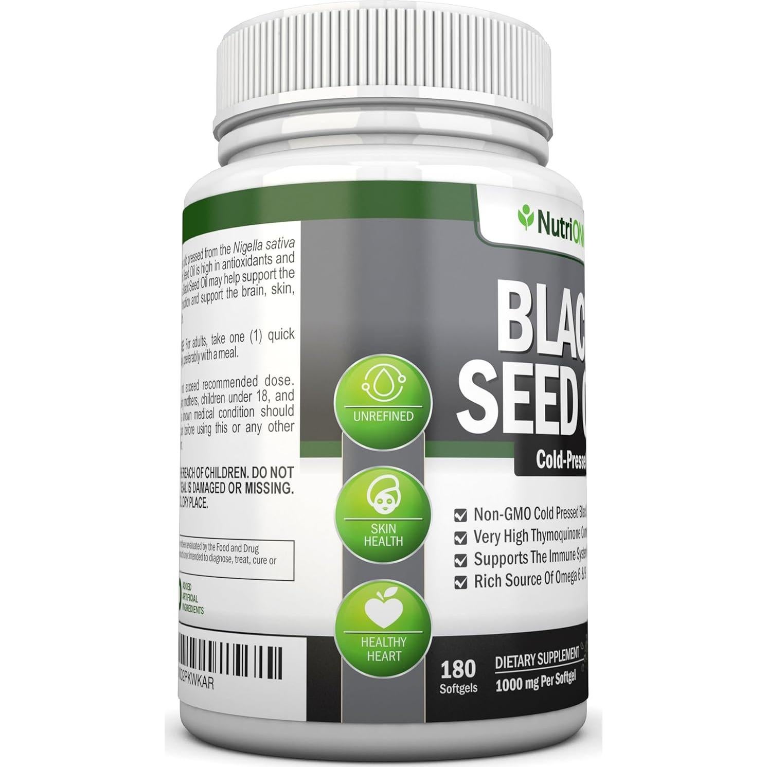 Aceite de Semilla Negra NutriONN 1000 Mg 180 Cápsulas Omega 6 y 9