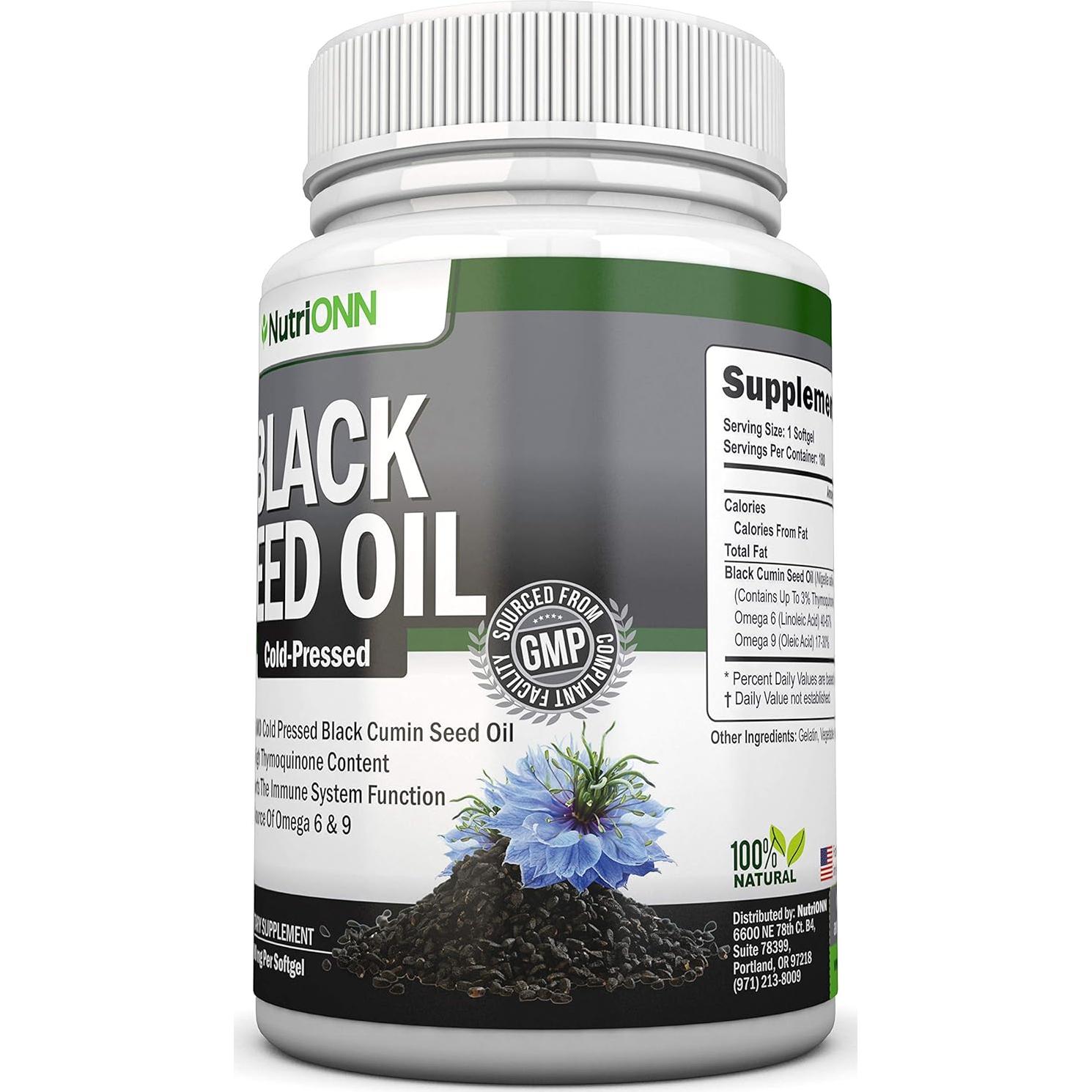 Aceite de Semilla Negra NutriONN 1000 Mg 180 Cápsulas Omega 6 y 9