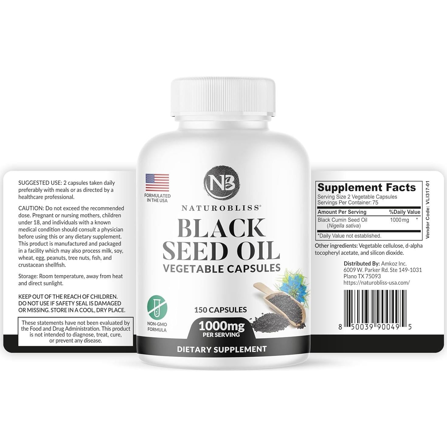 Aceite de Semilla Negra NaturoBliss 150 Cápsulas 1000mg