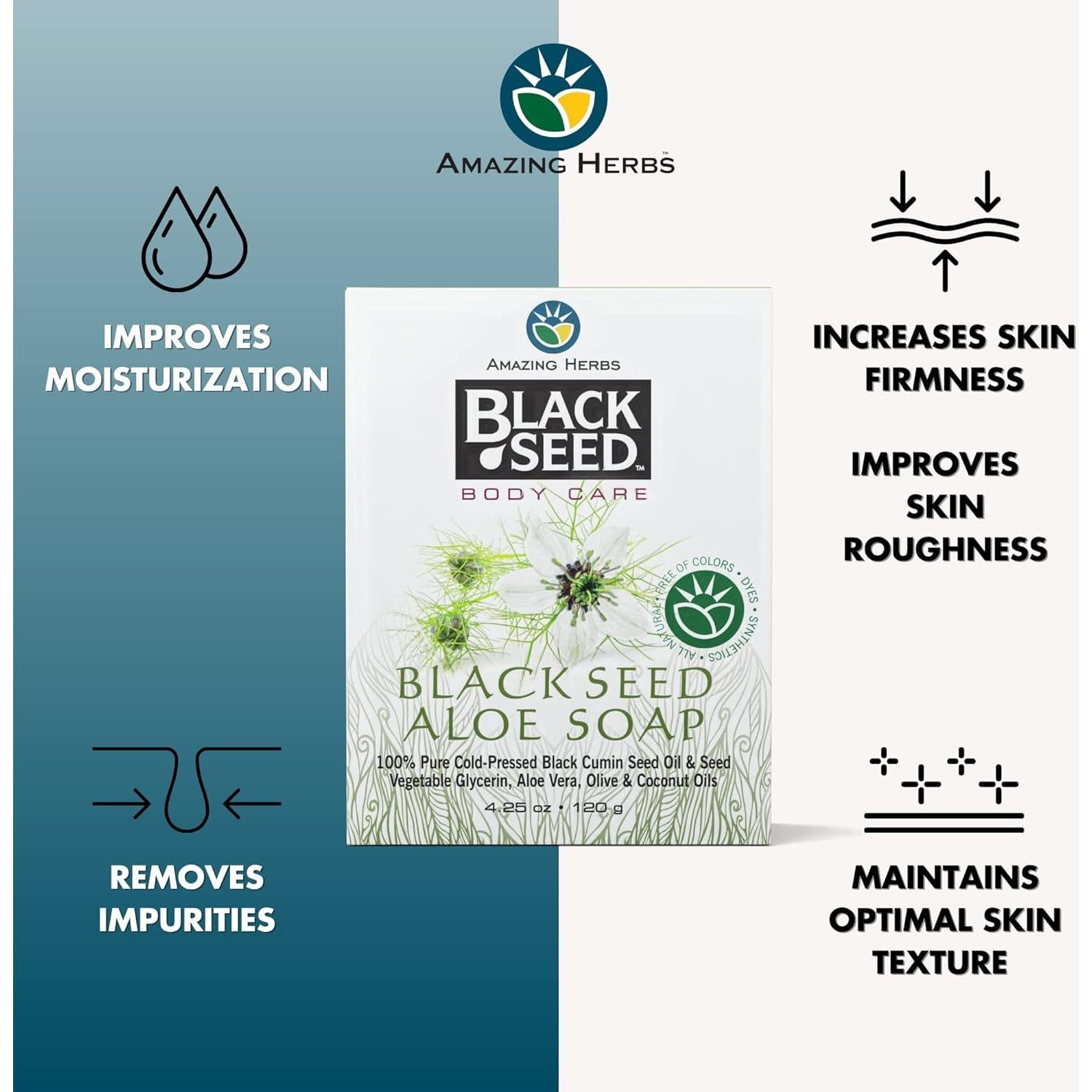 Jabón Natural de Semilla Negra Amazing Herbs - 120g x 3