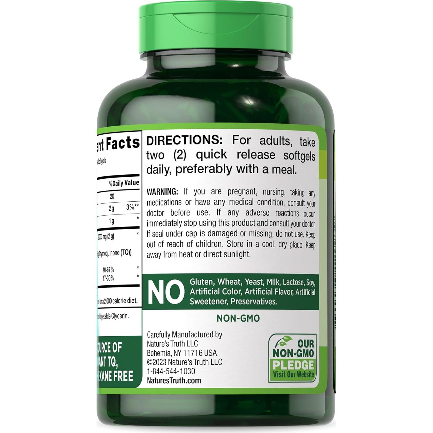 Aceite de Semilla de Comino Negro Nature's Truth 2000mg 120 Gelatinas