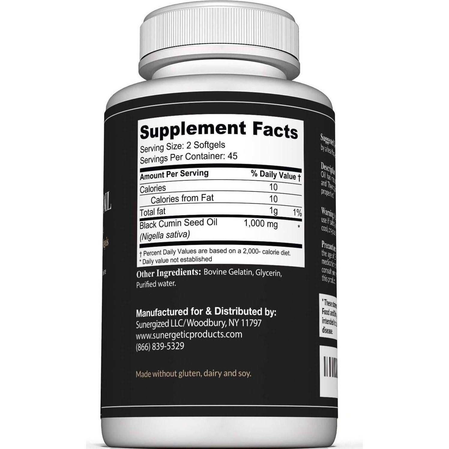 Aceite de Semilla de Comino Negro Sunergetic 1000mg - 90 Softgels