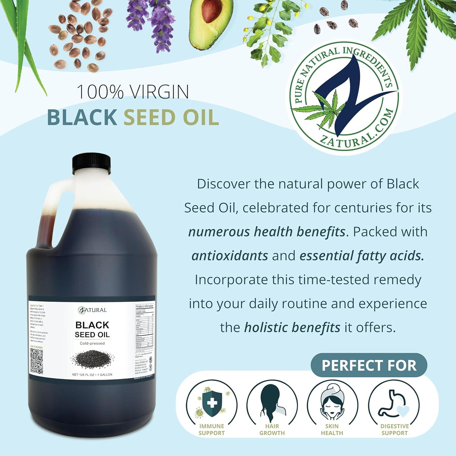 Aceite de Semilla Negra Zatural 3.78L Prensado en Frío Orgánico