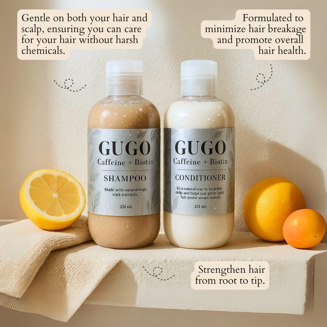 Nature Skin Shop Gugo Shampoo for Hair Growth and Thinning, Anti-Hair Fall Treatment with Biotin, Caffeine & Black Cumin, Soothes Dandruff & Itchy Scalp, Sulfate-Free, for Men & Women