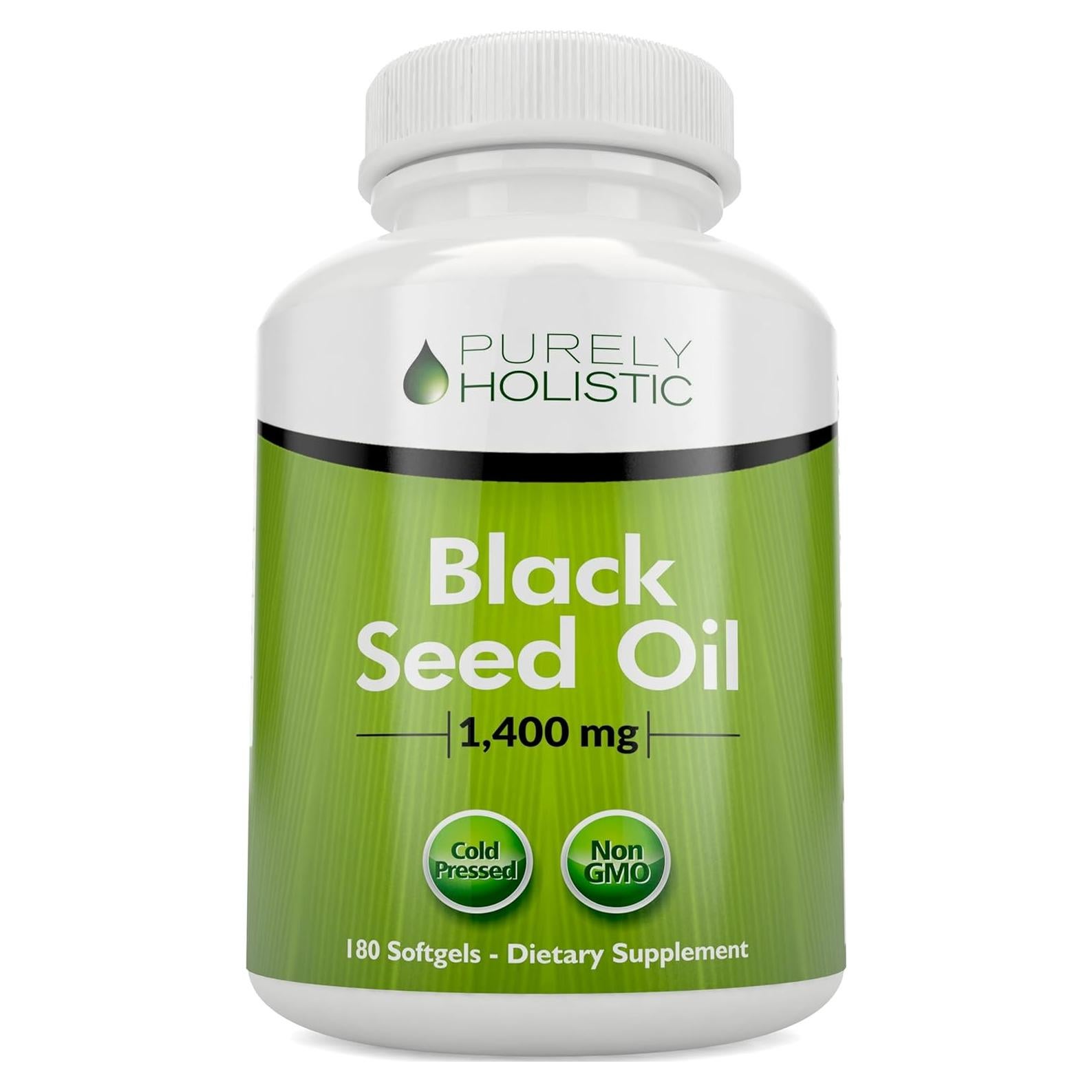 Cápsulas de Aceite de Semilla Negra Purely Holistic 1400mg 180 Gelatinas