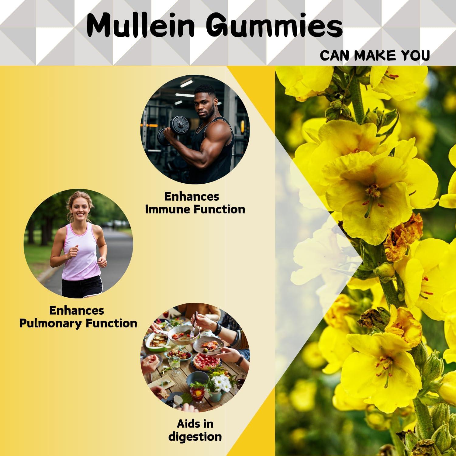 Gomitas de Mullein Riyuetian 2000mg para Salud Respiratoria - 60 Unidades