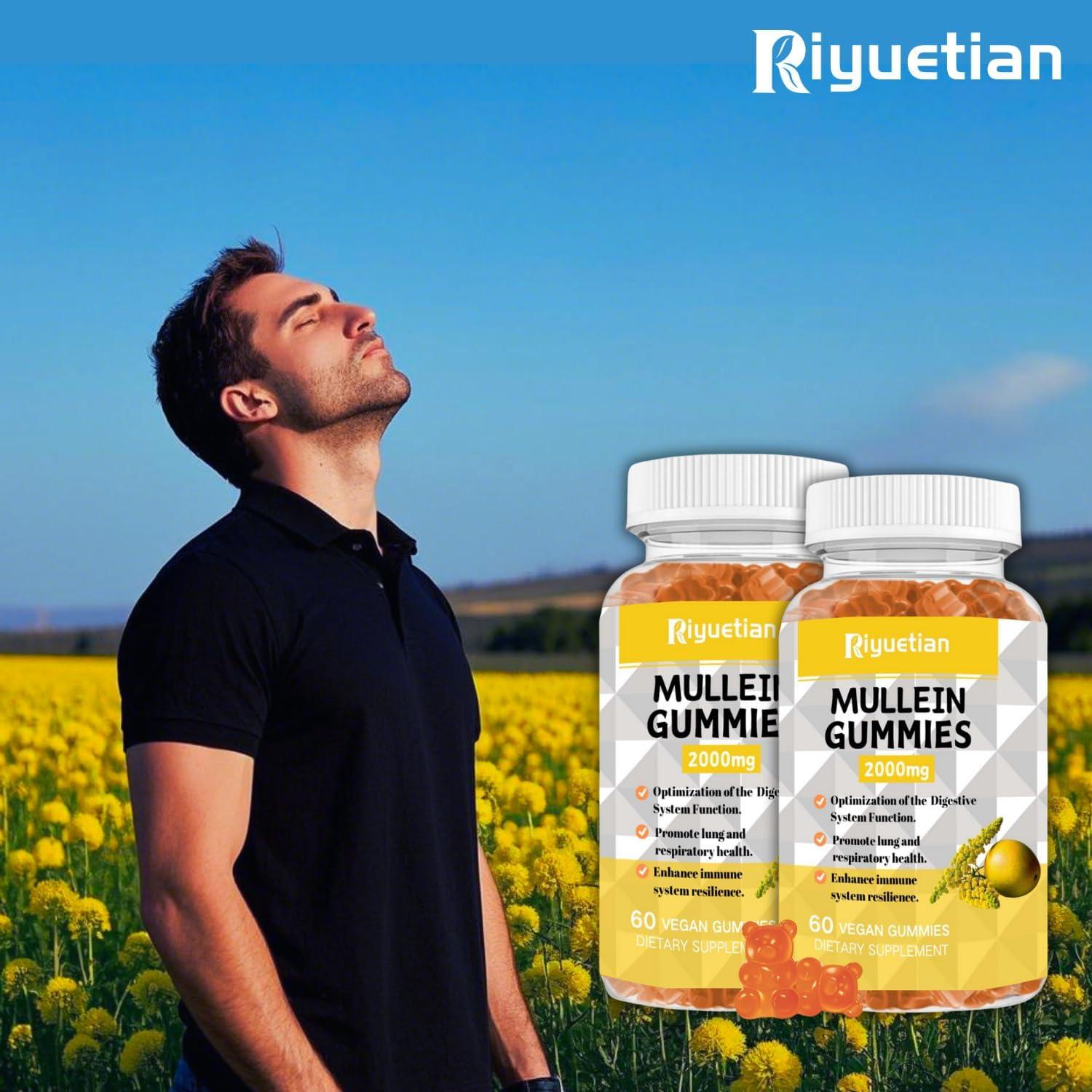 Gomitas de Mullein Riyuetian 2000mg para Salud Respiratoria - 60 Unidades