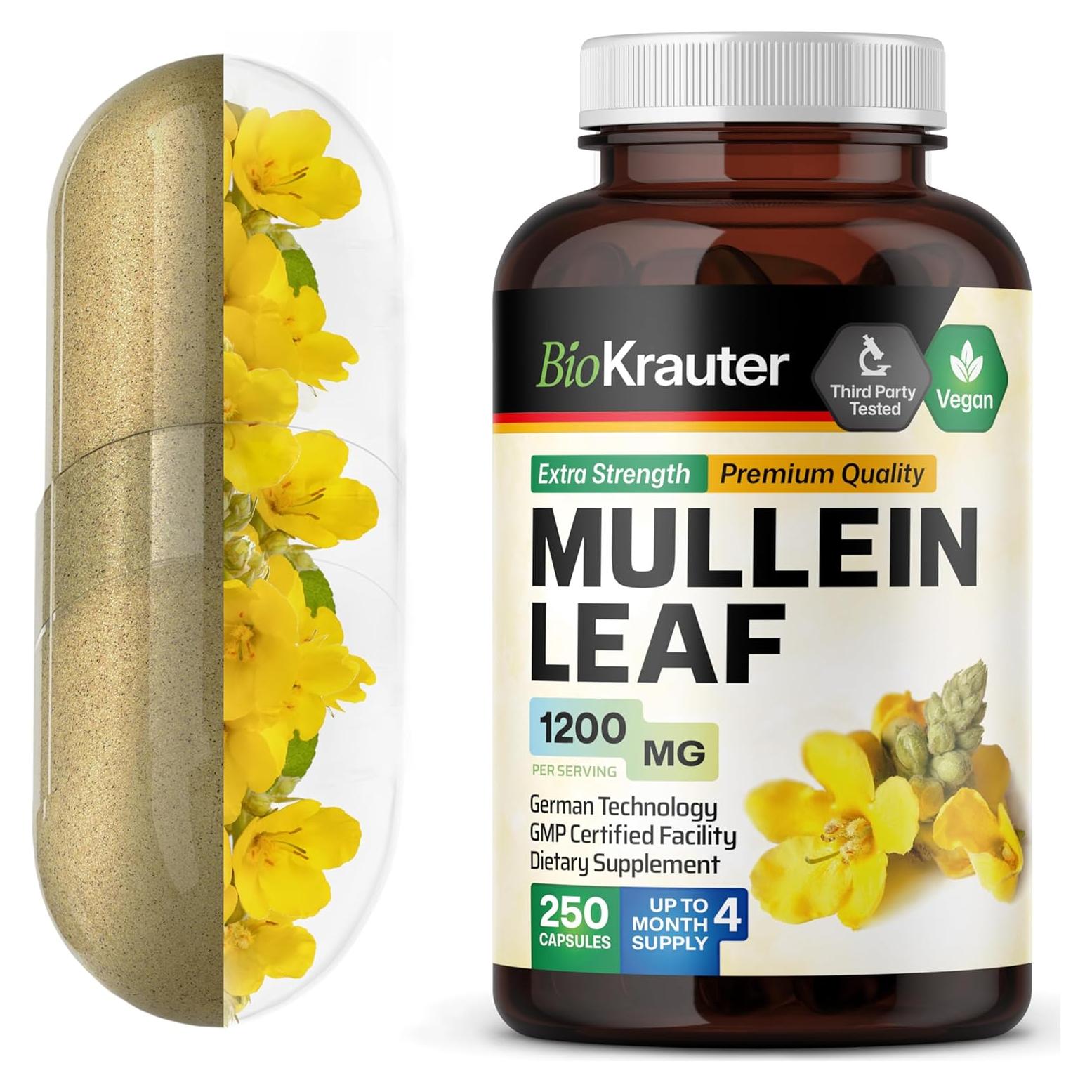 Cápsulas de Mullein BIO KRAUTER 1200 mg - 250 Unidades - Veganas