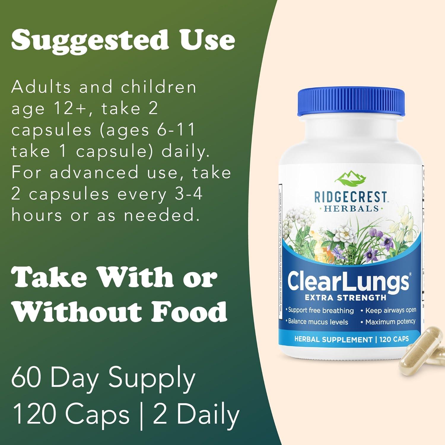 ClearLungs Extra Strength RidgeCrest 120 Caps - Salud Pulmonar