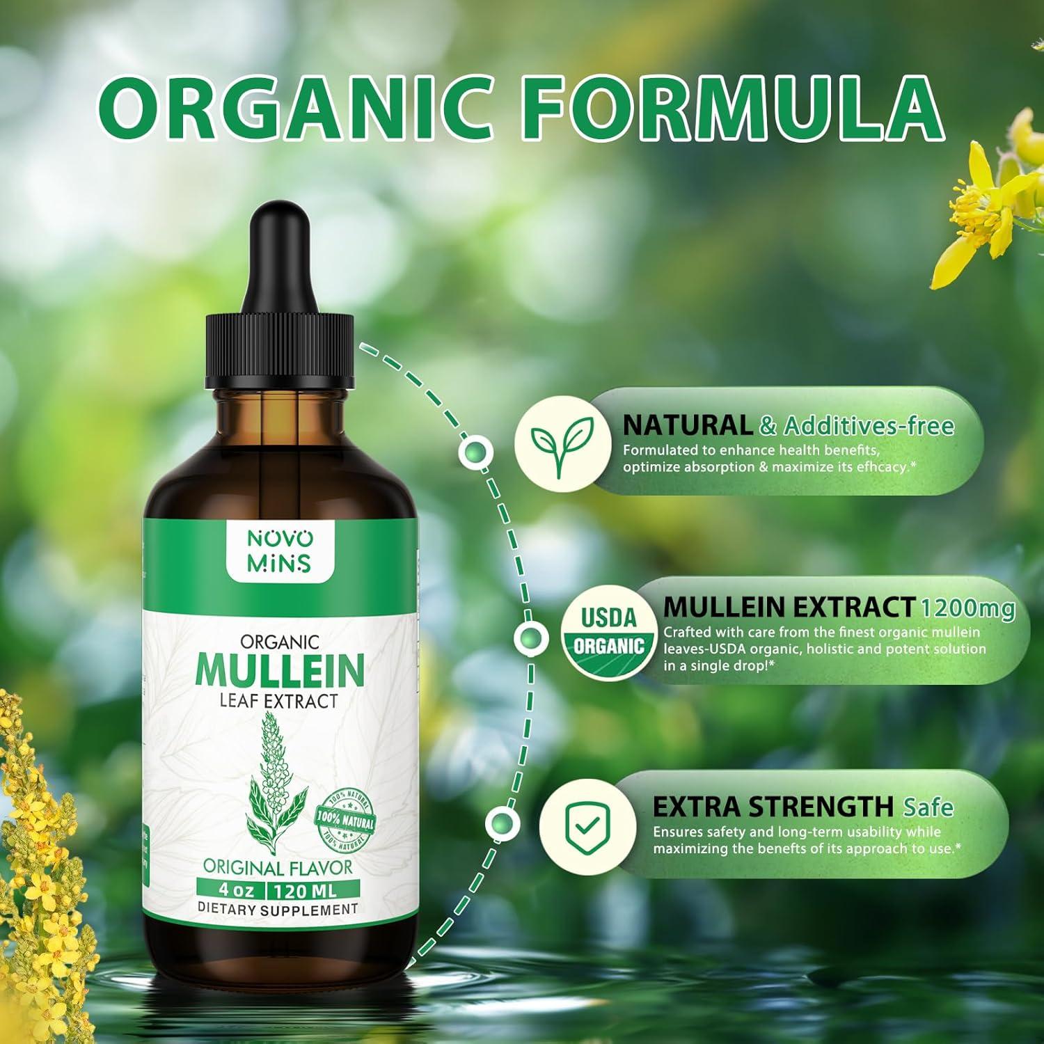 Tintura de Hoja de Mullein Novomins 118 ml - Salud Pulmonar
