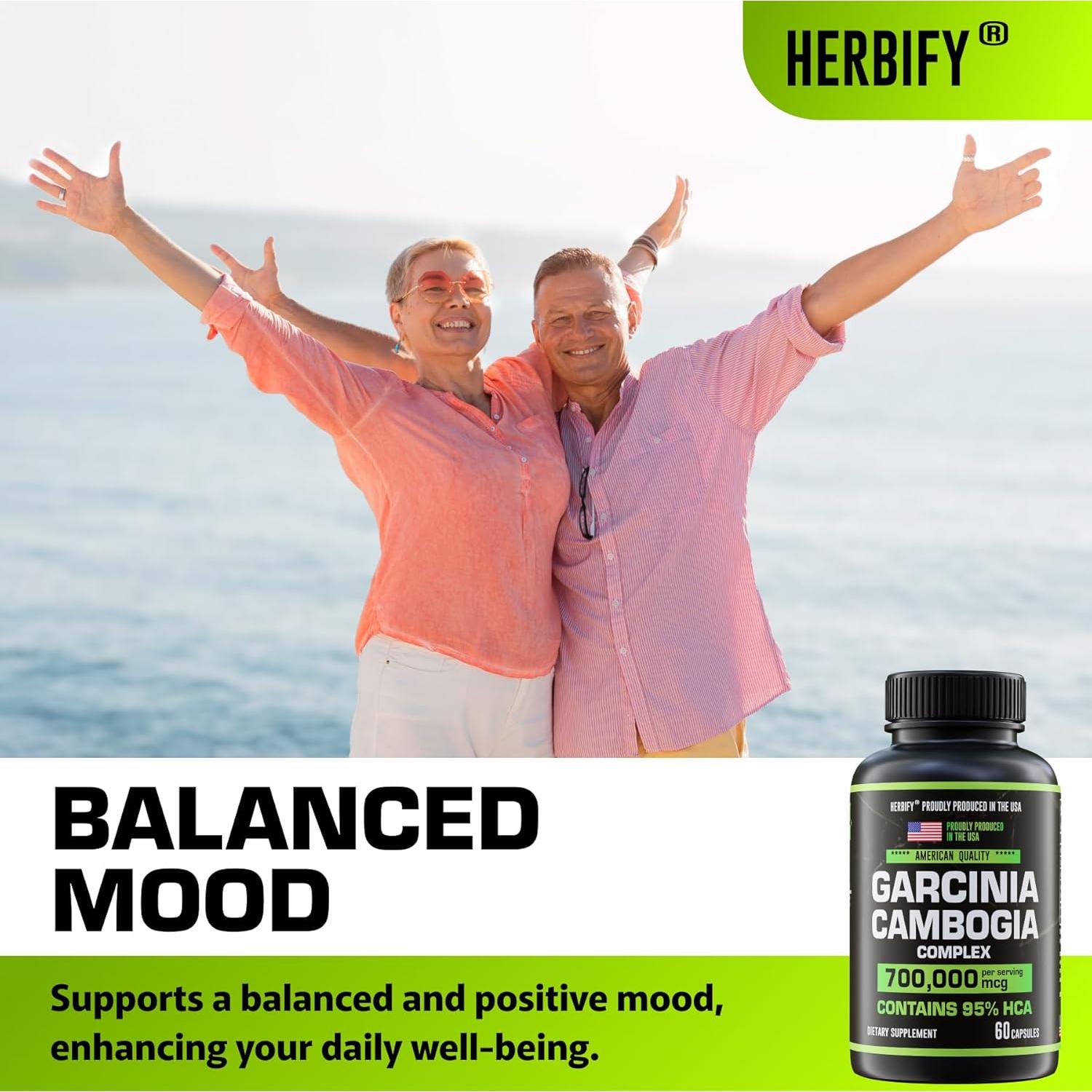 Suplemento Garcinia Cambogia HERBIFY 60 Cápsulas Energía y Digestión