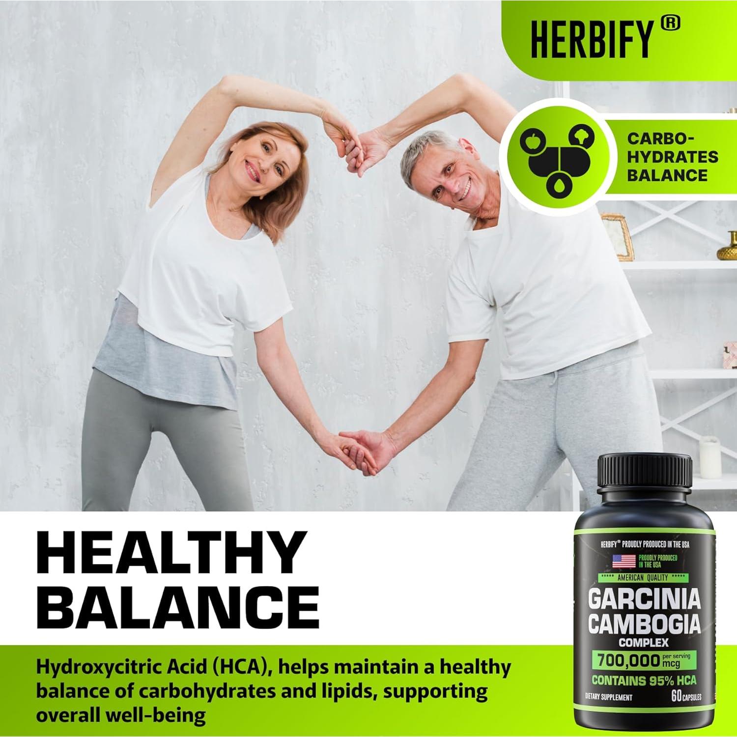 Suplemento Garcinia Cambogia HERBIFY 60 Cápsulas Energía y Digestión