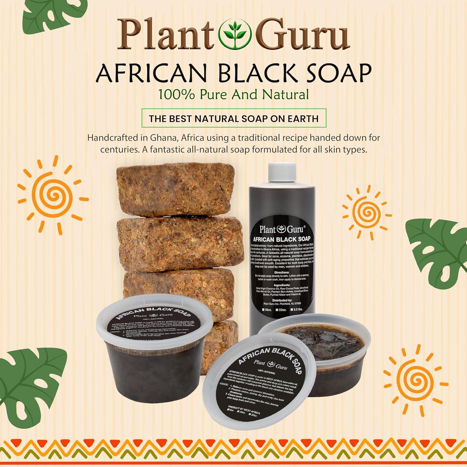 Jabón Negro Africano Plant Guru 227 g - 100% Natural para Piel