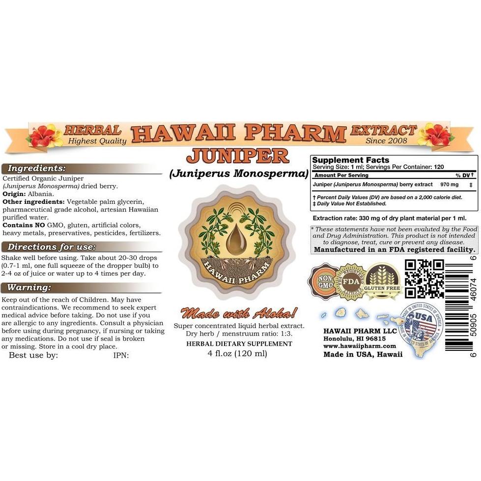 Extracto Líquido de Enebro Orgánico HawaiiPharm 118.3 ml