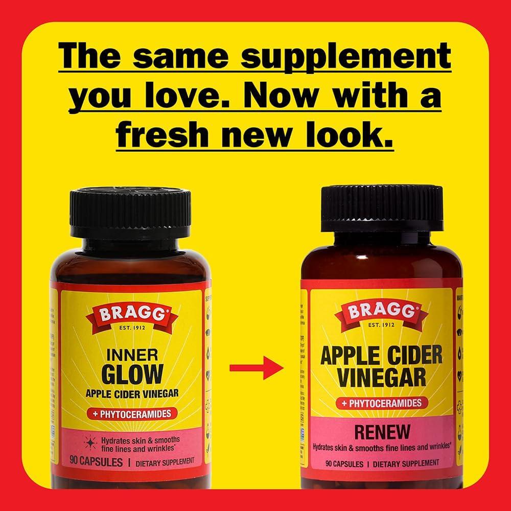 Cápsulas de Vinagre de Sidra de Manzana Bragg - 90 Unidades - Hidratación y Piel Saludable
