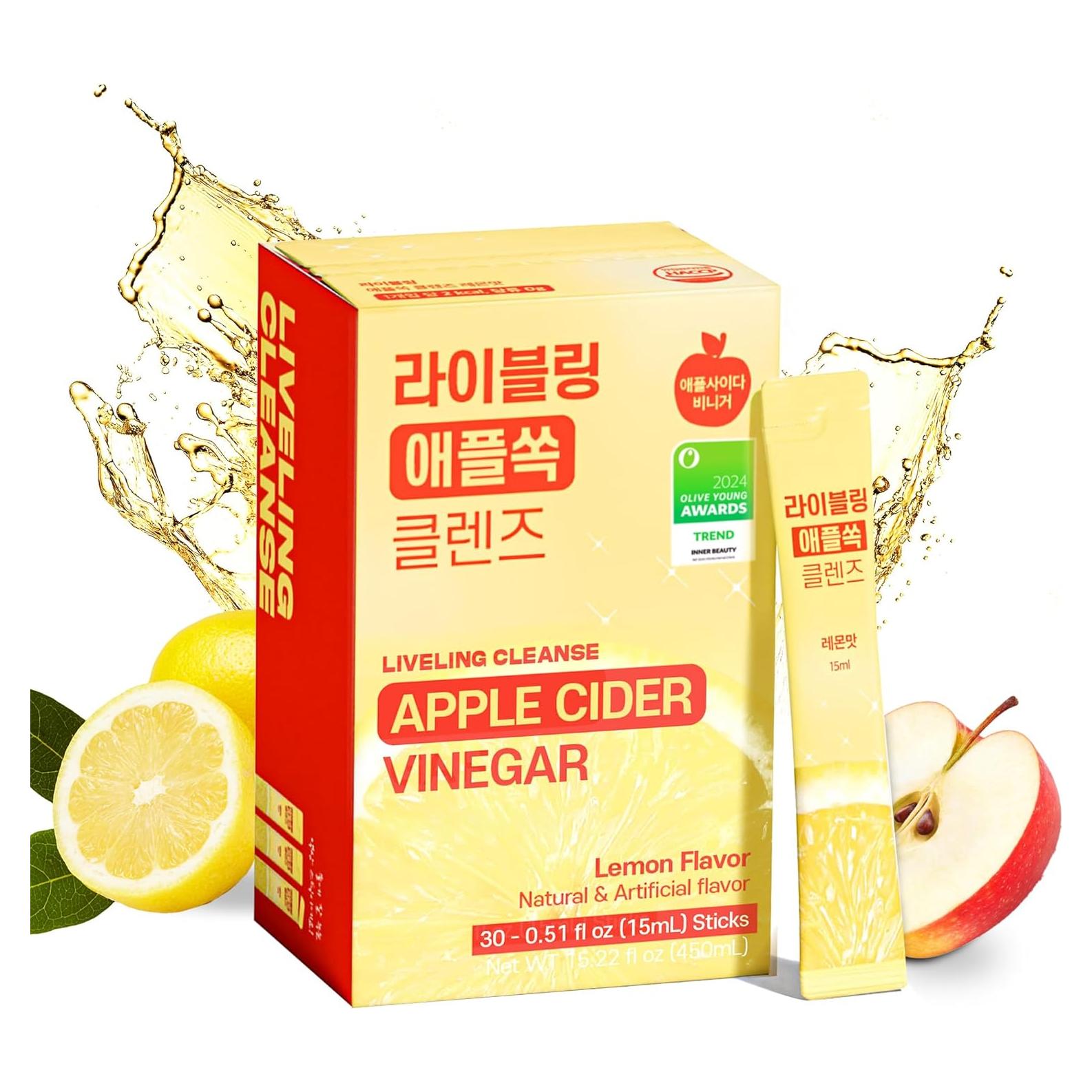 Bebida de Vinagre de Sidra de Manzana Liveling 30 Sticks Limón