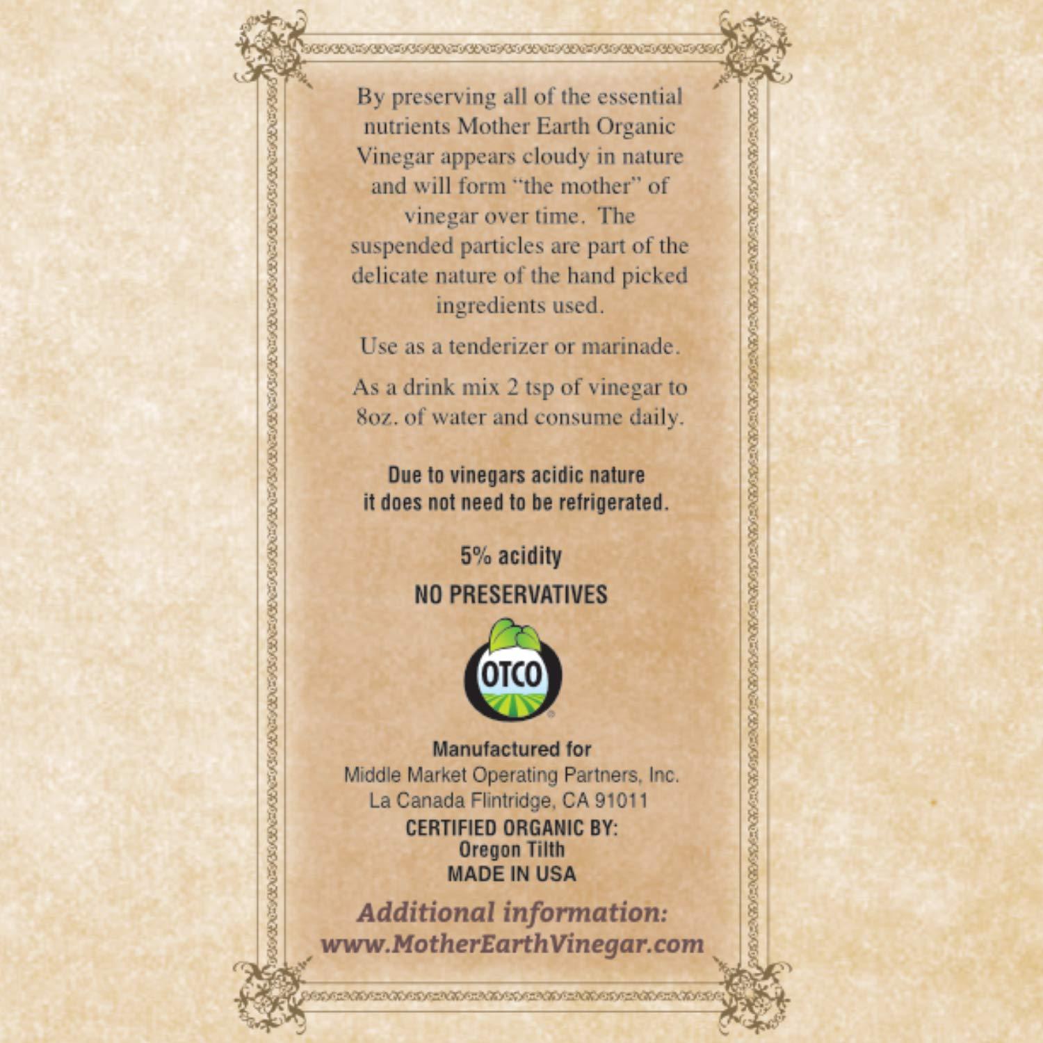 Vinagre de Sidra de Manzana Orgánico Madre Tierra 1.89L