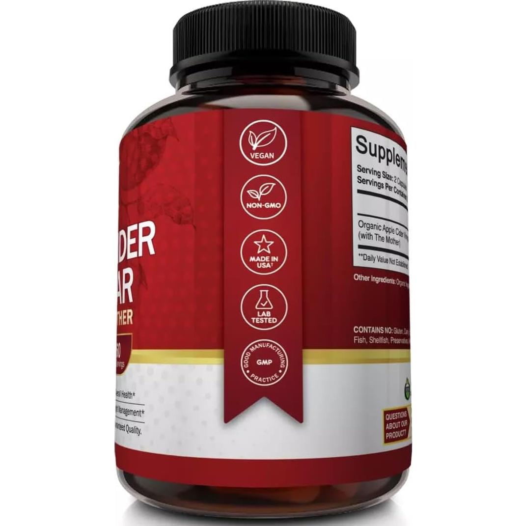 Cápsulas de Vinagre de Sidra de Manzana NutriFlair 1600 mg - 120 Veganas