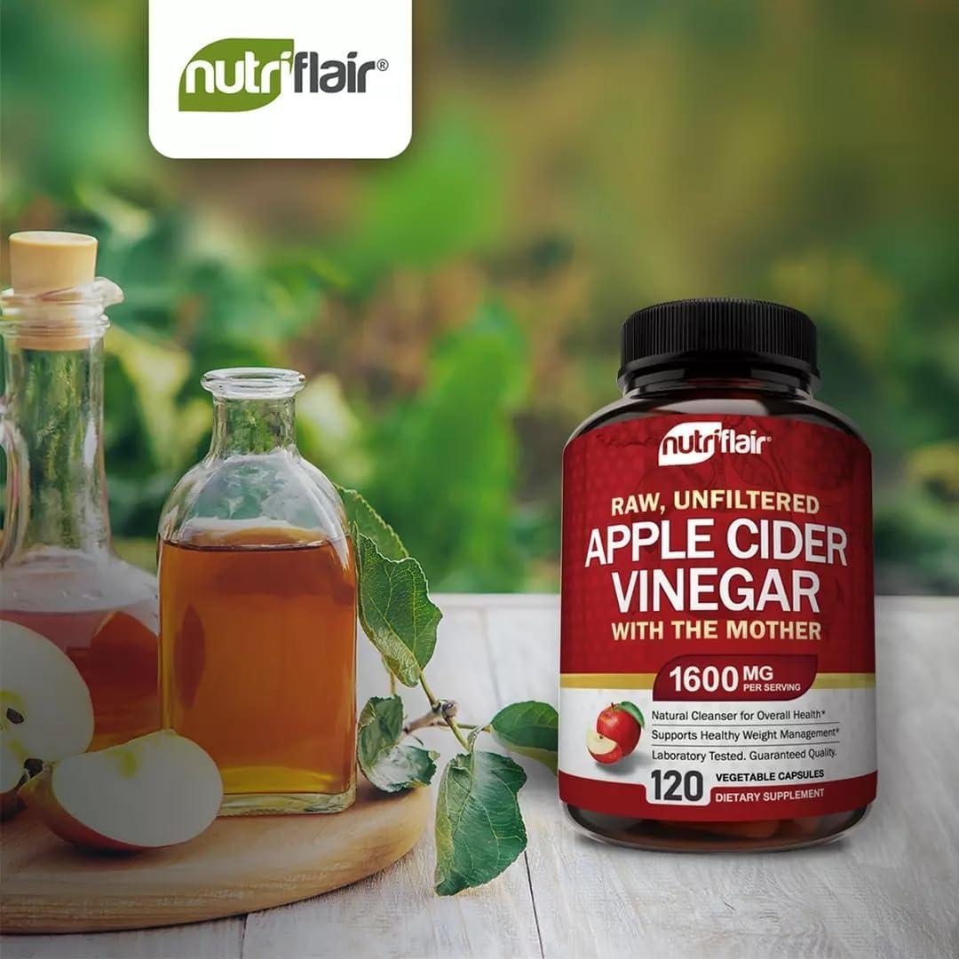 Cápsulas de Vinagre de Sidra de Manzana NutriFlair 1600 mg - 120 Veganas