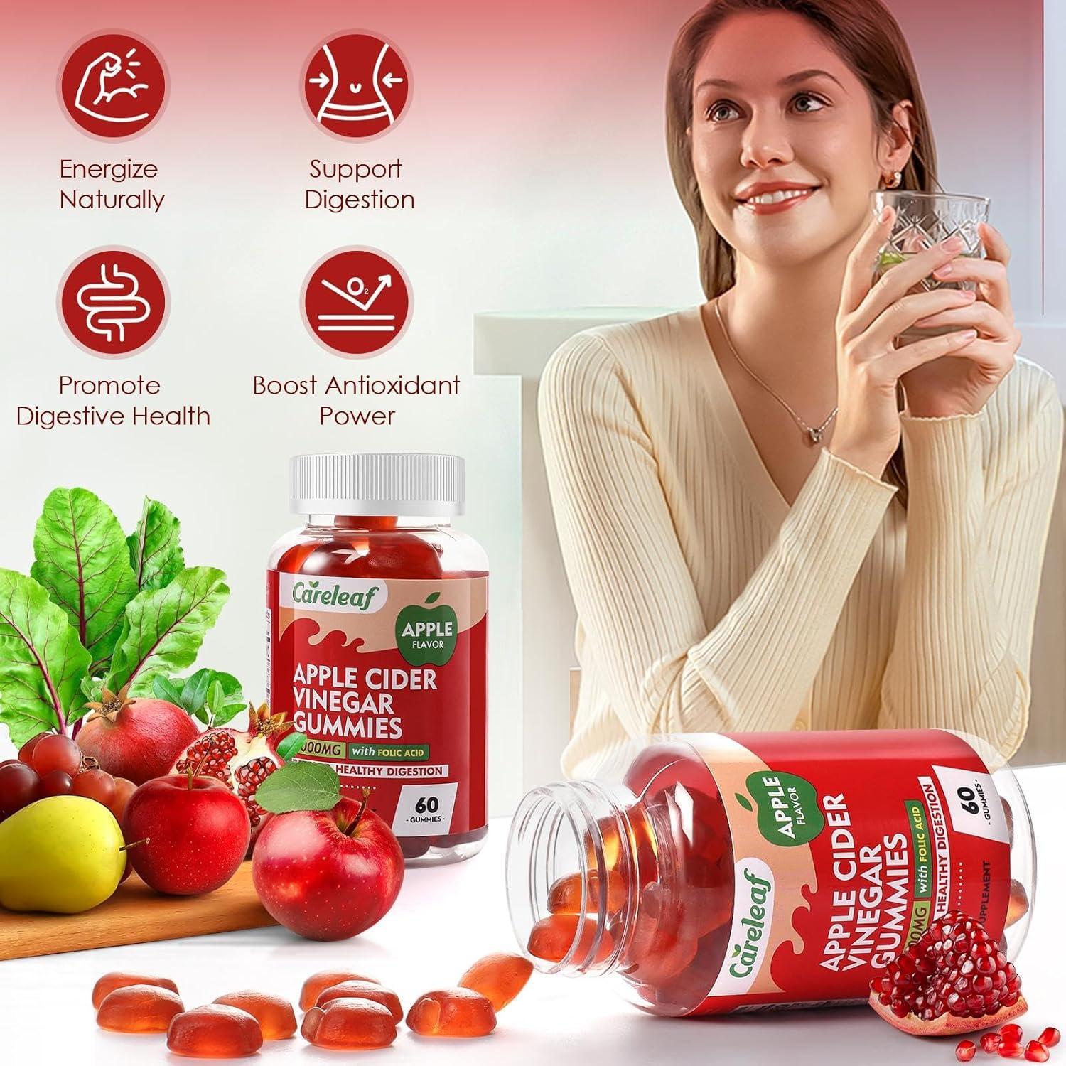 Gomitas de Vinagre de Sidra de Manzana Careleaf 60 Unidades 1000mg