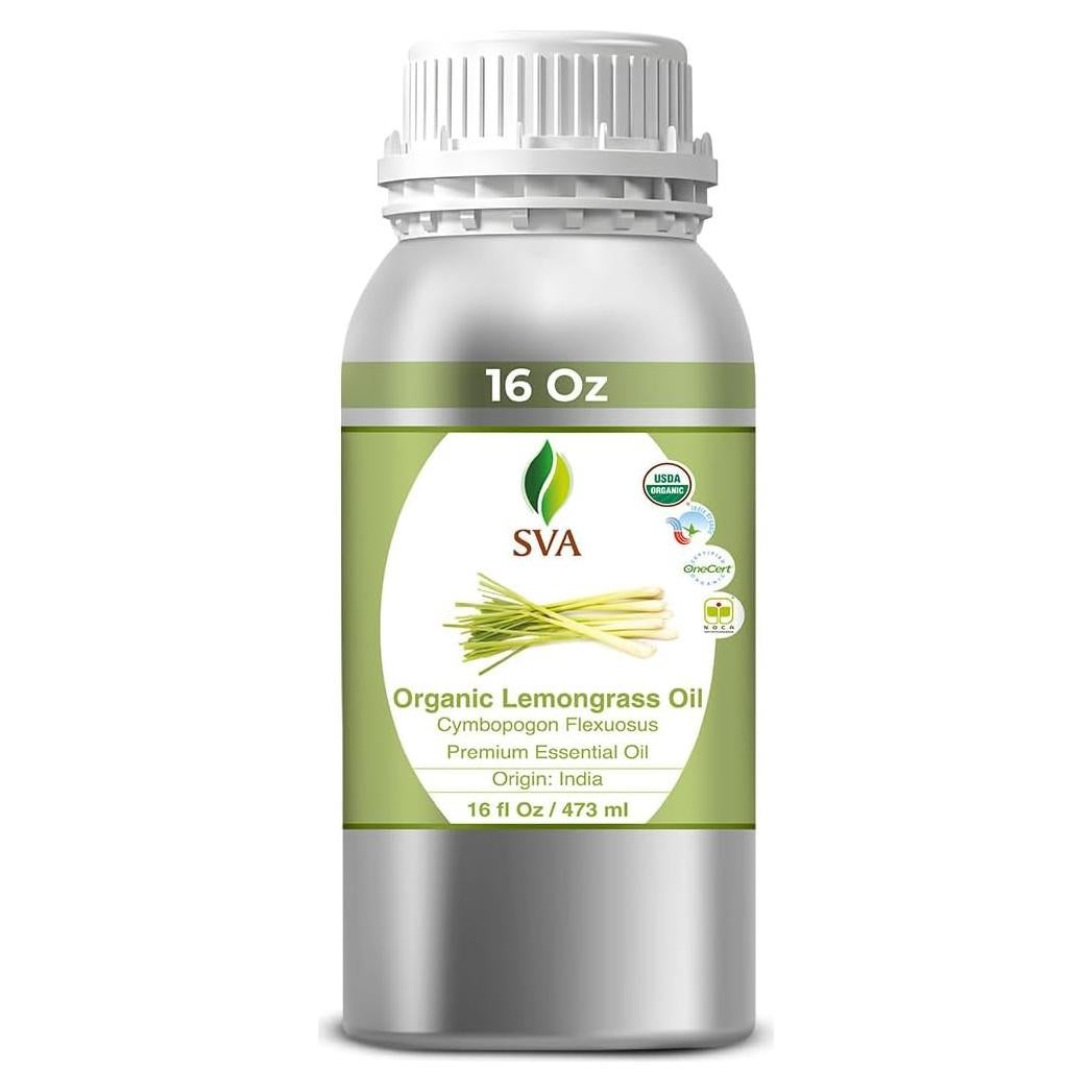 Aceite Esencial de Hierba de Limón Orgánico SVA 473ml - Aromaterapia