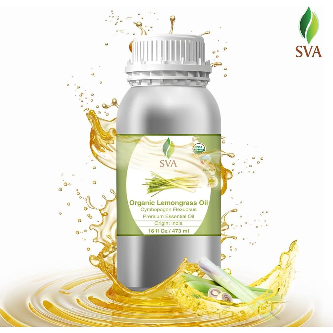 Aceite Esencial de Hierba de Limón Orgánico SVA 473ml - Aromaterapia