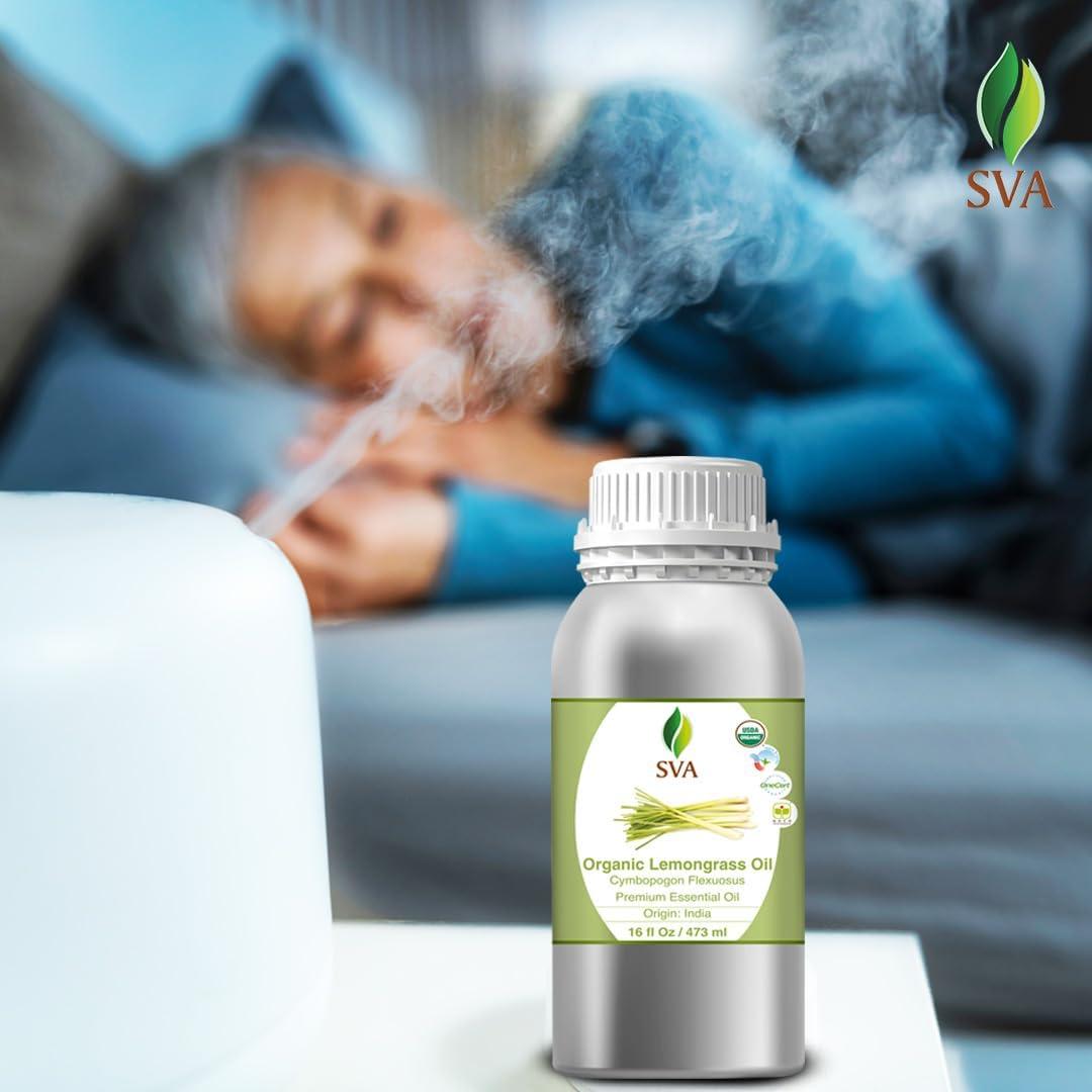 Aceite Esencial de Hierba de Limón Orgánico SVA 473ml - Aromaterapia