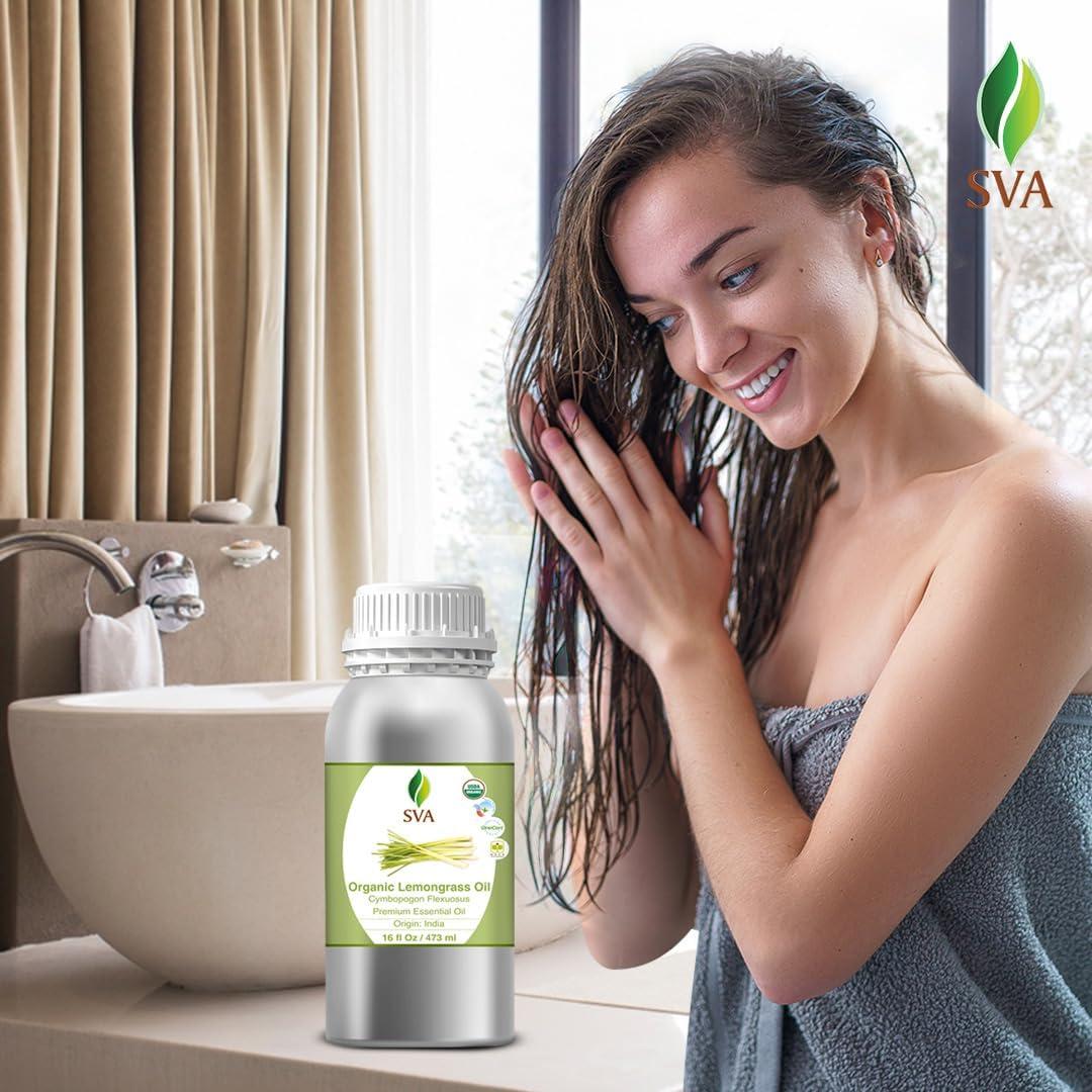 Aceite Esencial de Hierba de Limón Orgánico SVA 473ml - Aromaterapia