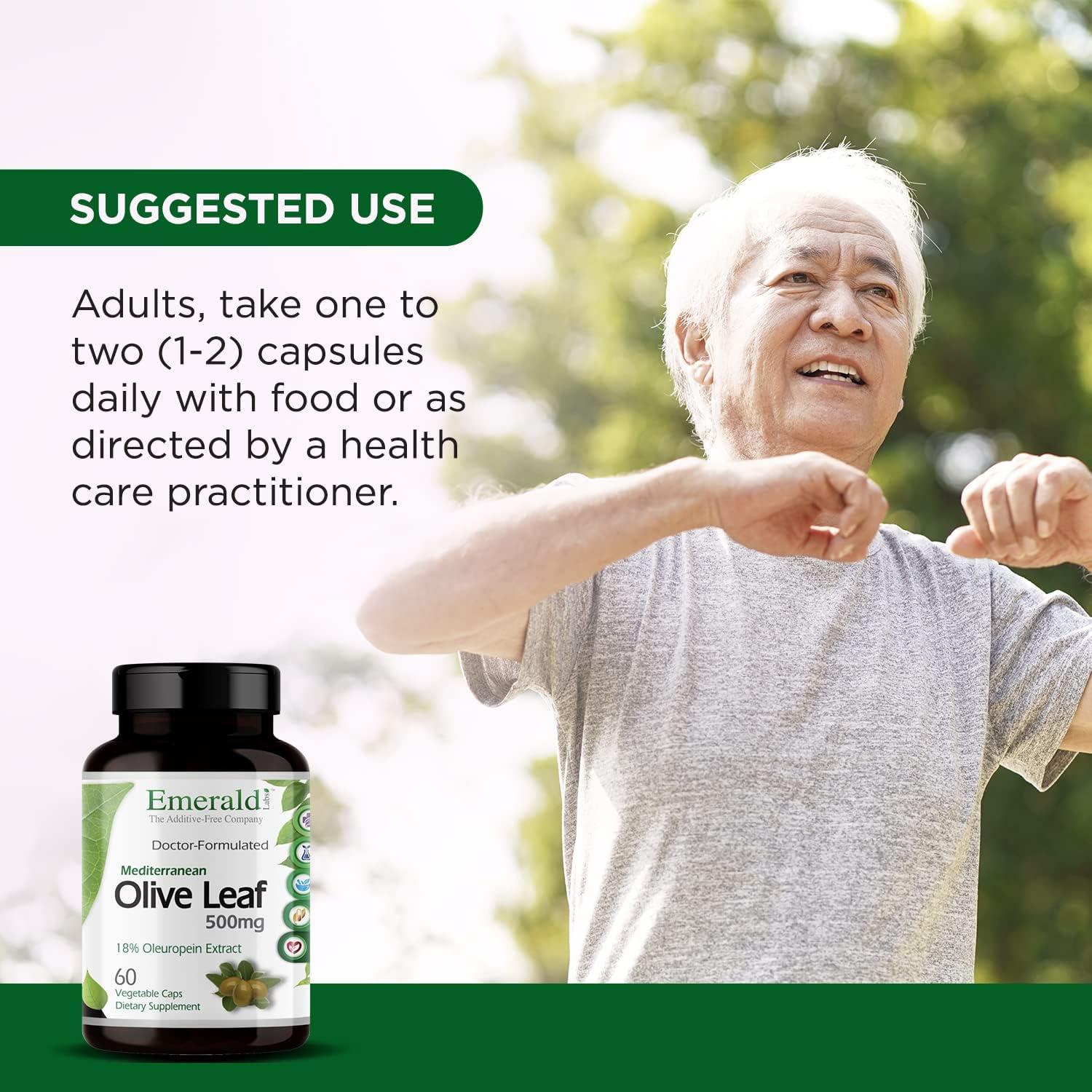 Suplemento de Hoja de Olivo 500mg Emerald Labs - 60 Cápsulas Veganas