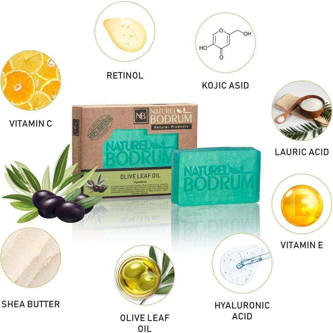 Jabón Orgánico de Hoja de Olivo Natural Bodrum - 5 Piezas 99g