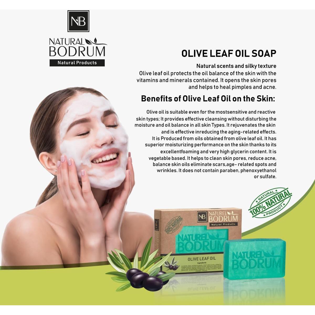 Jabón Orgánico de Hoja de Olivo Natural Bodrum - 5 Piezas 99g