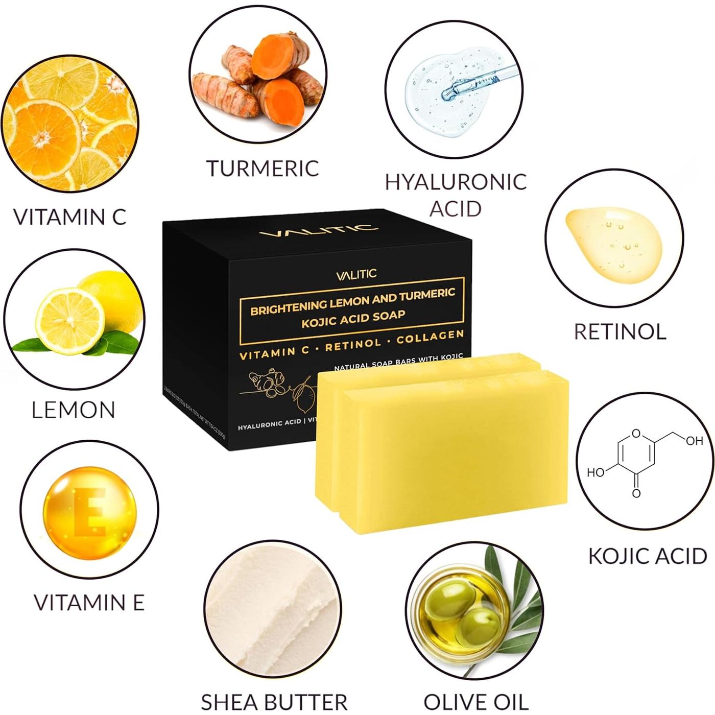 Jabón Aclarante de Limón y Cúrcuma Valitic 2 Paquete