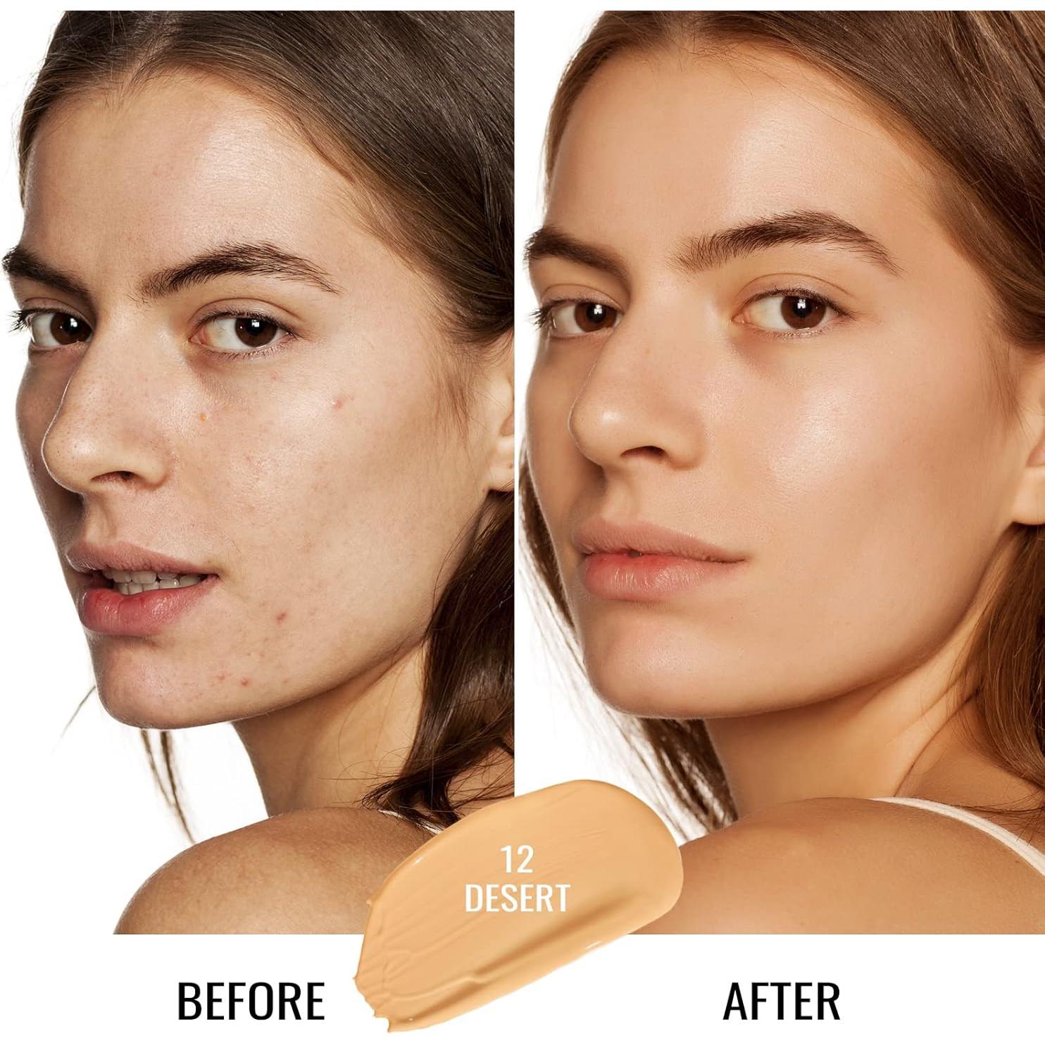 Base Líquida Oulac 30ml Vegana Tono Desierto 12 Hidratante