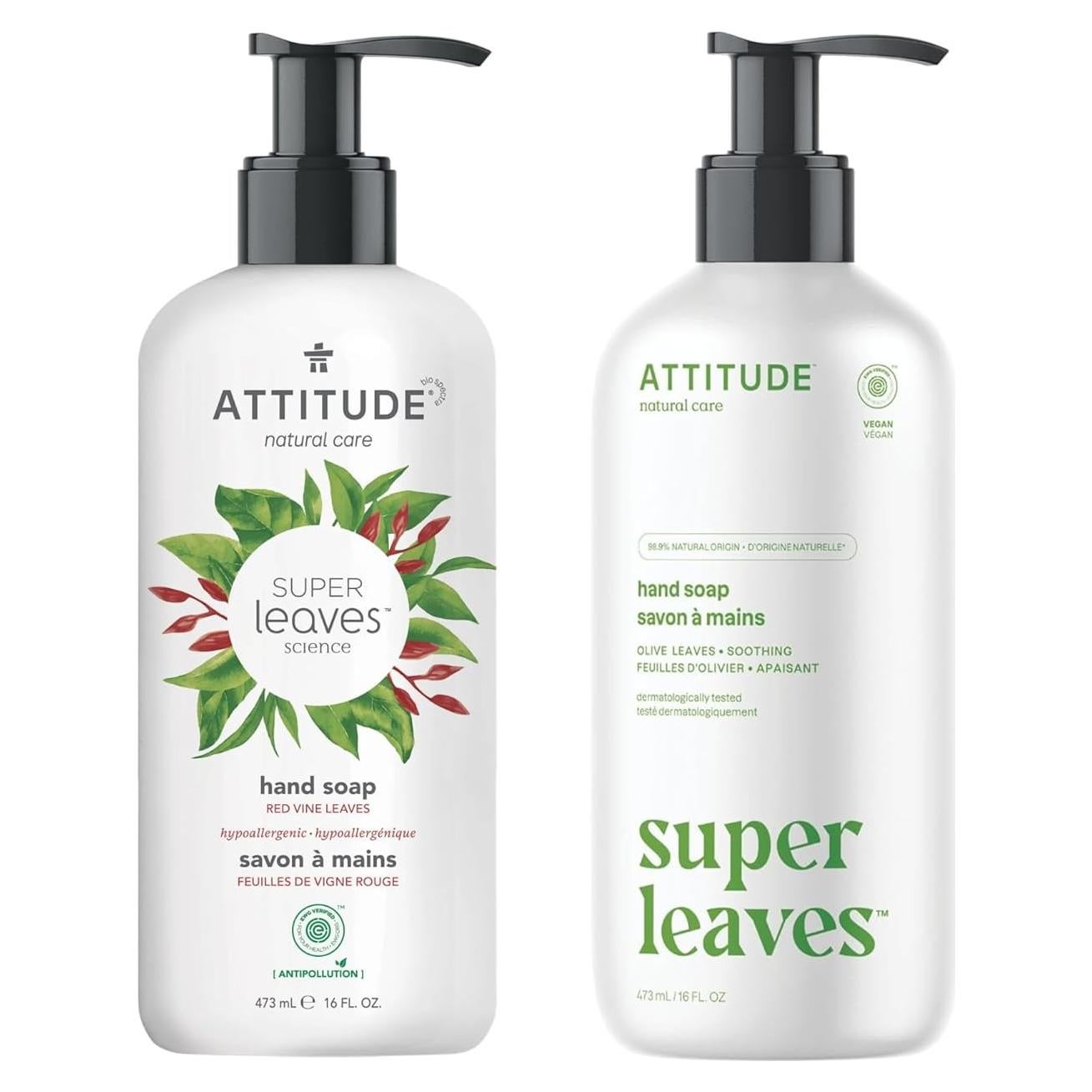 Paquete de Jabón Líquido EWG Actitud 473 ml Hojas de Vid y Olivo