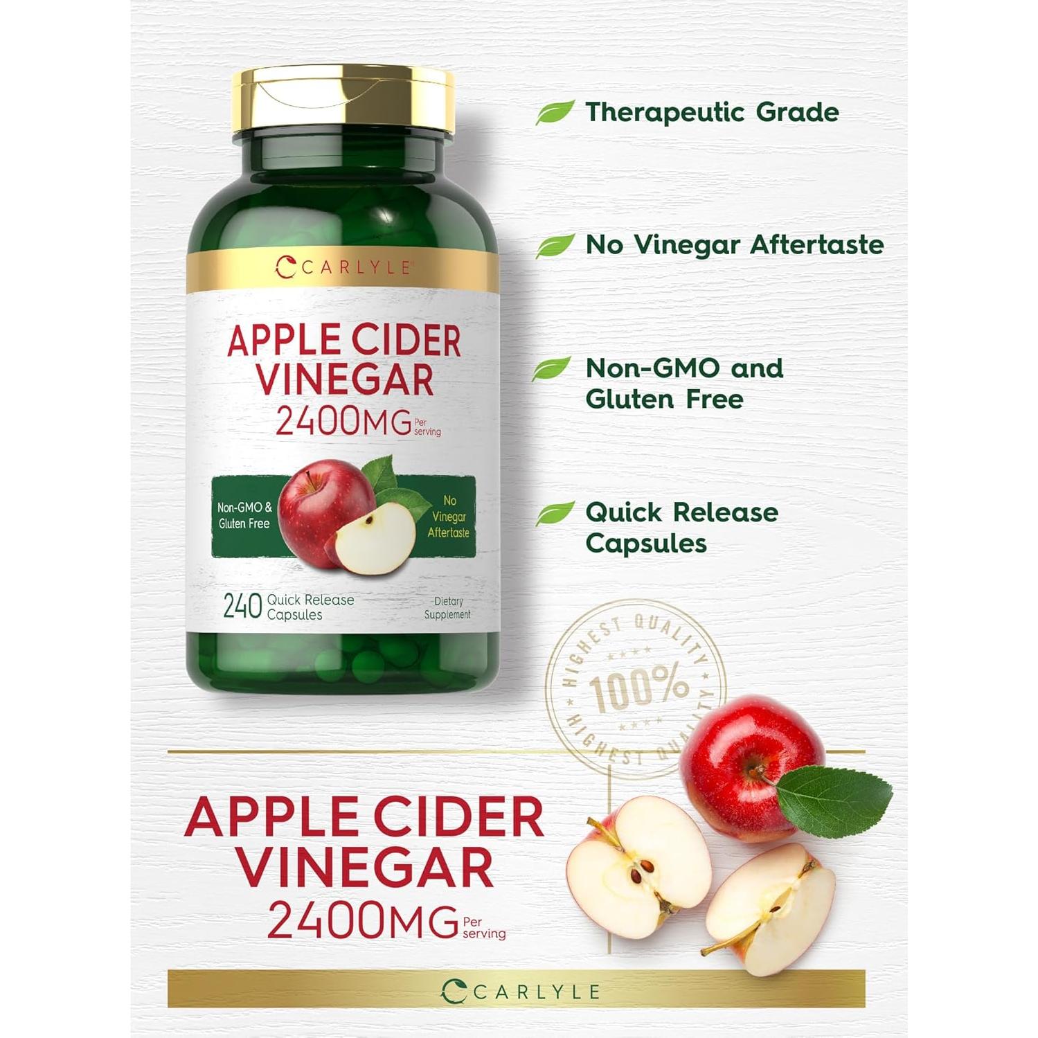 Cápsulas de Vinagre de Sidra de Manzana Carlyle 2400mg 240 Conteo